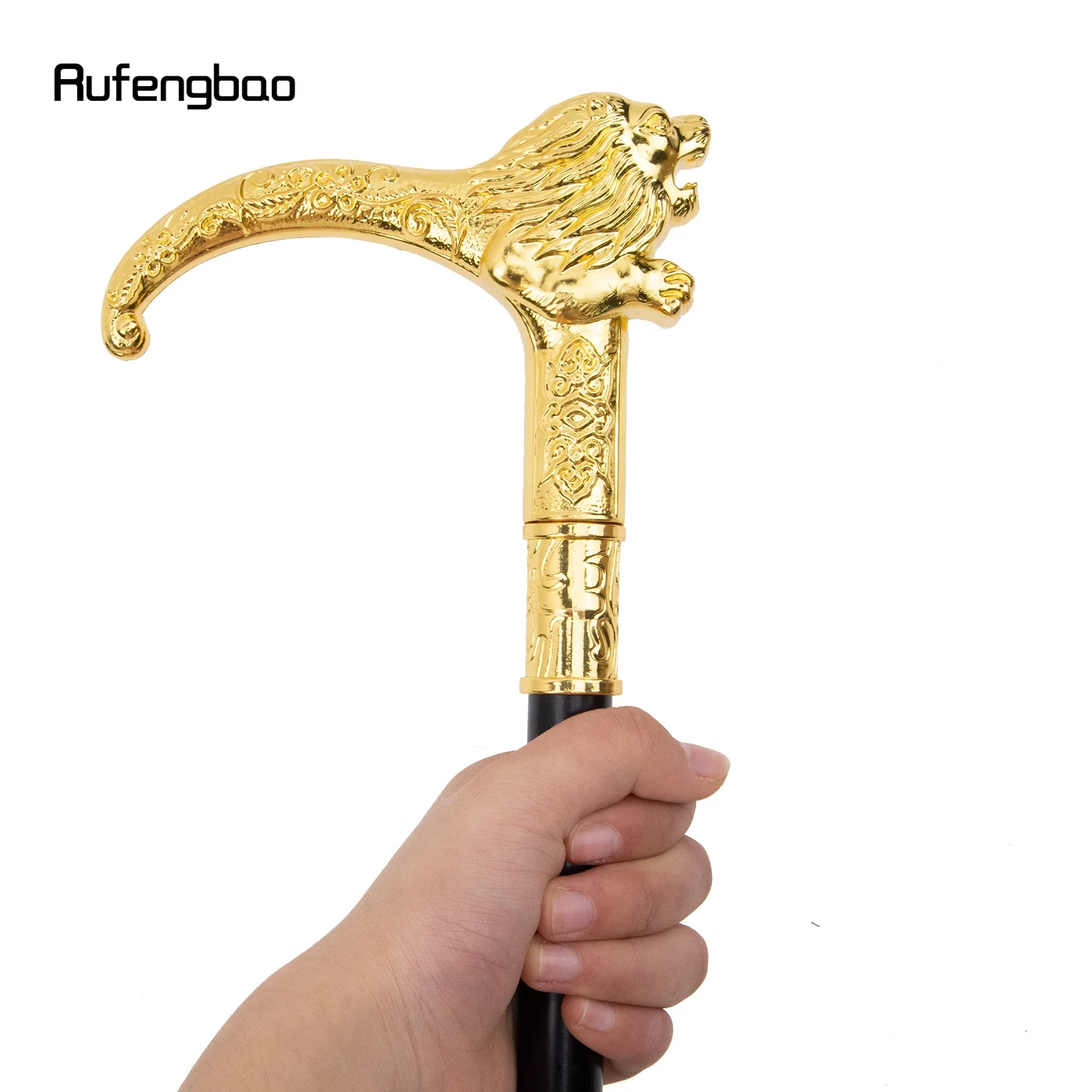 Golden Luxury Lion Handle Fashion Walking Stick for Party Decorative Walking Cane Elegant Crosier Knob Walking Stick 95cm