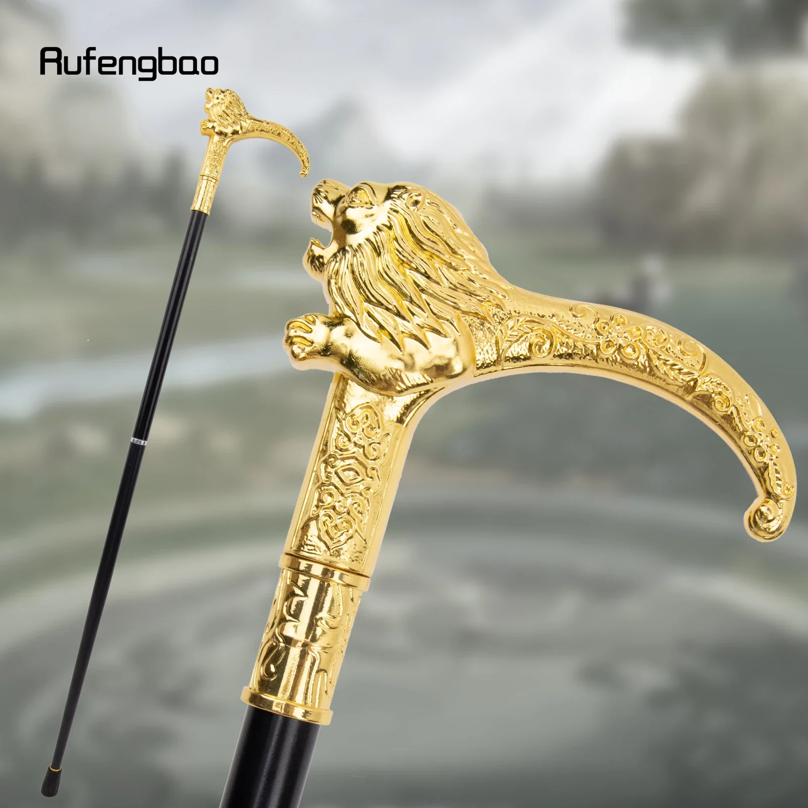 Golden Luxury Lion Handle Fashion Walking Stick for Party Decorative Walking Cane Elegant Crosier Knob Walking Stick 95cm