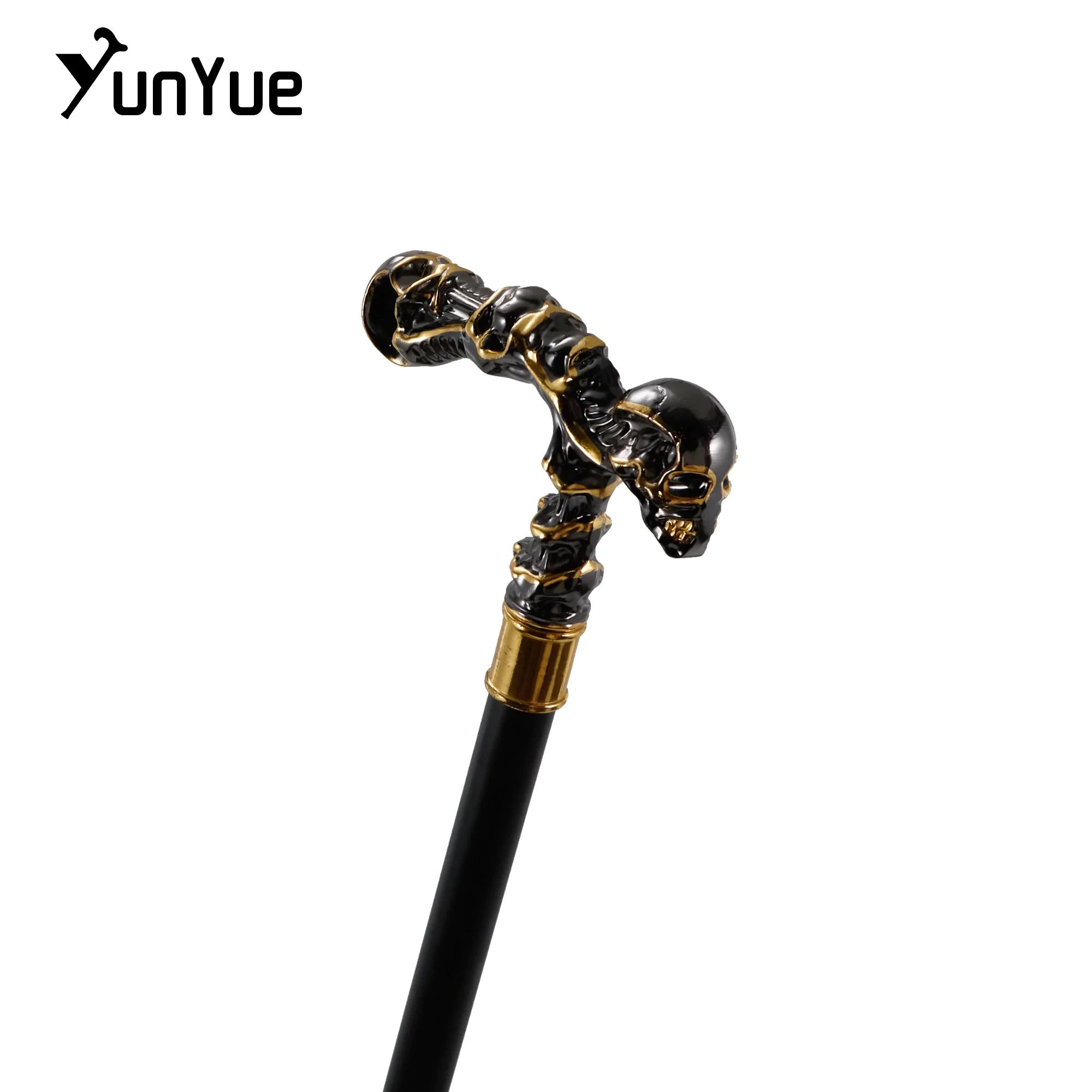 Black Gold Skull Steampunk Walking Cane Fashion Decorative Walking Stick Cospaly Gothic Vintage Party Fashionable Walking Cane