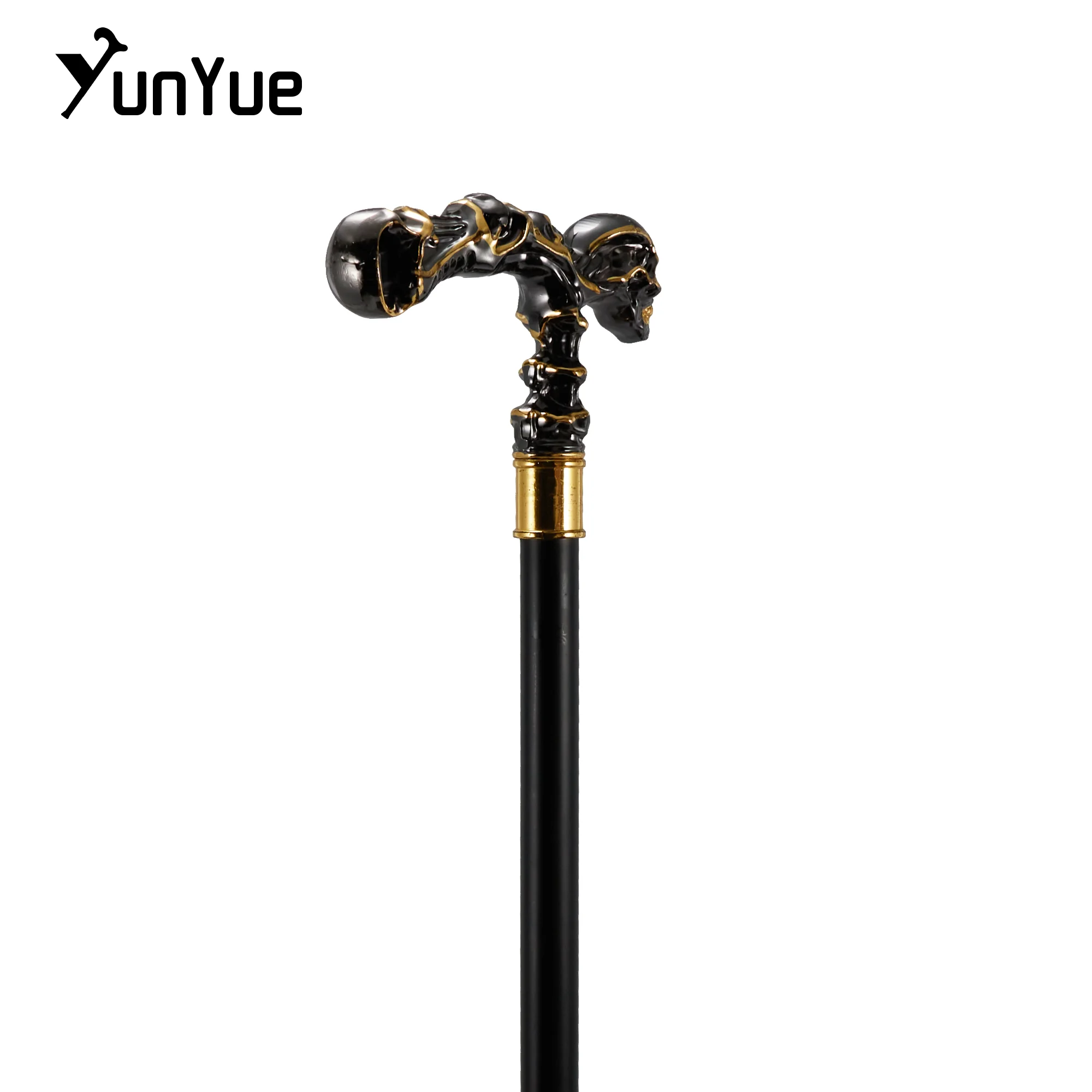 Black Gold Skull Steampunk Walking Cane Fashion Decorative Walking Stick Cospaly Gothic Vintage Party Fashionable Walking Cane