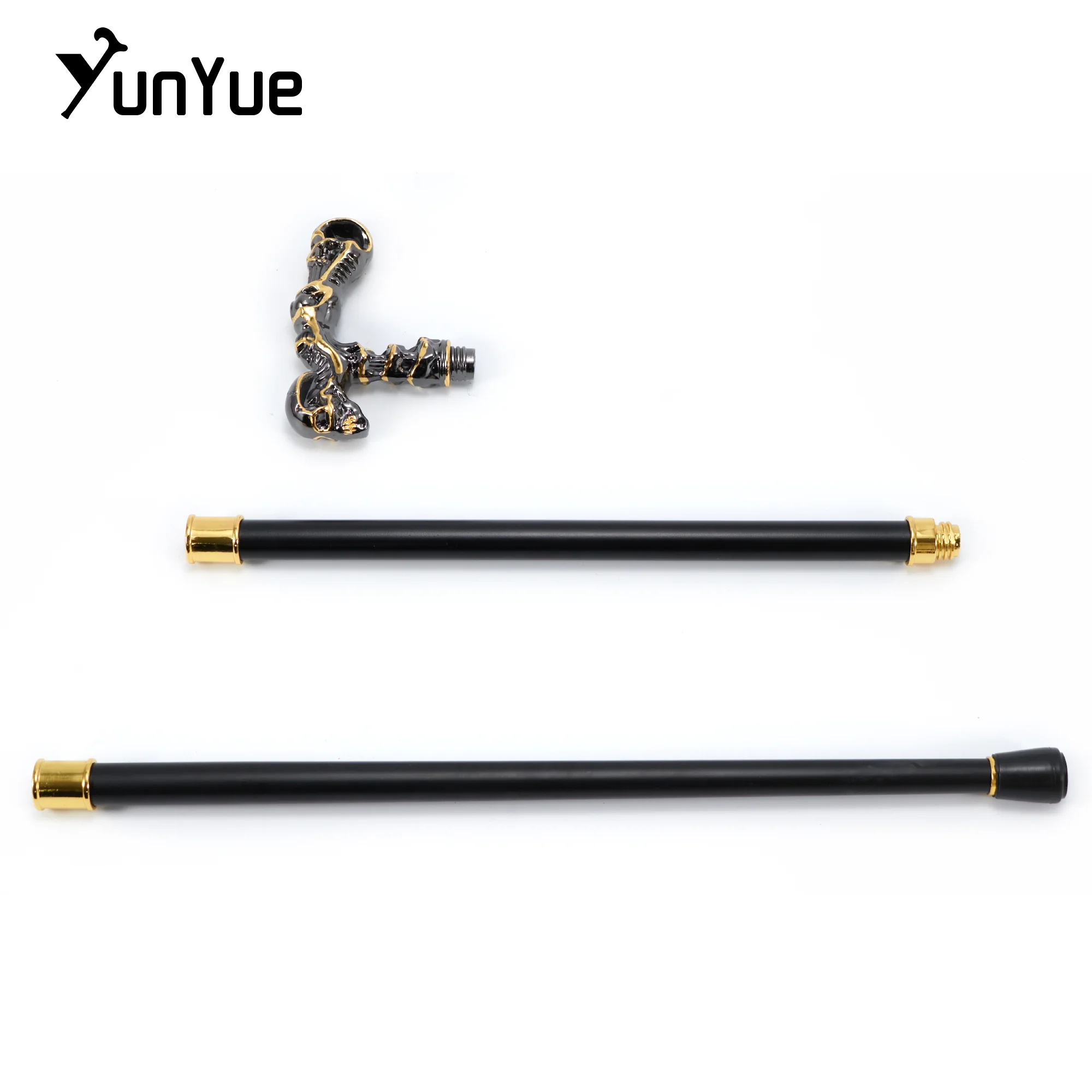 Black Gold Skull Steampunk Walking Cane Fashion Decorative Walking Stick Cospaly Gothic Vintage Party Fashionable Walking Cane