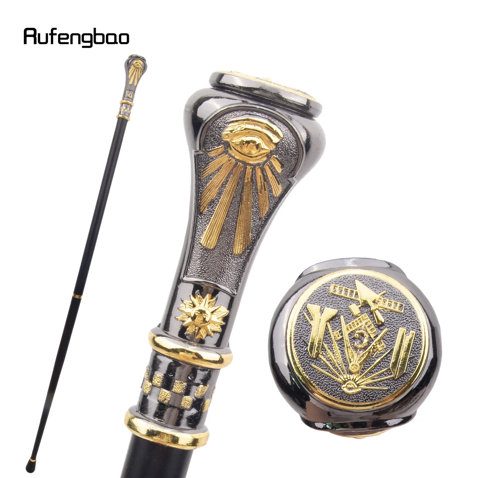 Golden Black Freemasonry Freemasons VG Totem Relief Decorative Stick -36" Vintage-Inspired Cane for Cosplay, and Costume Parties