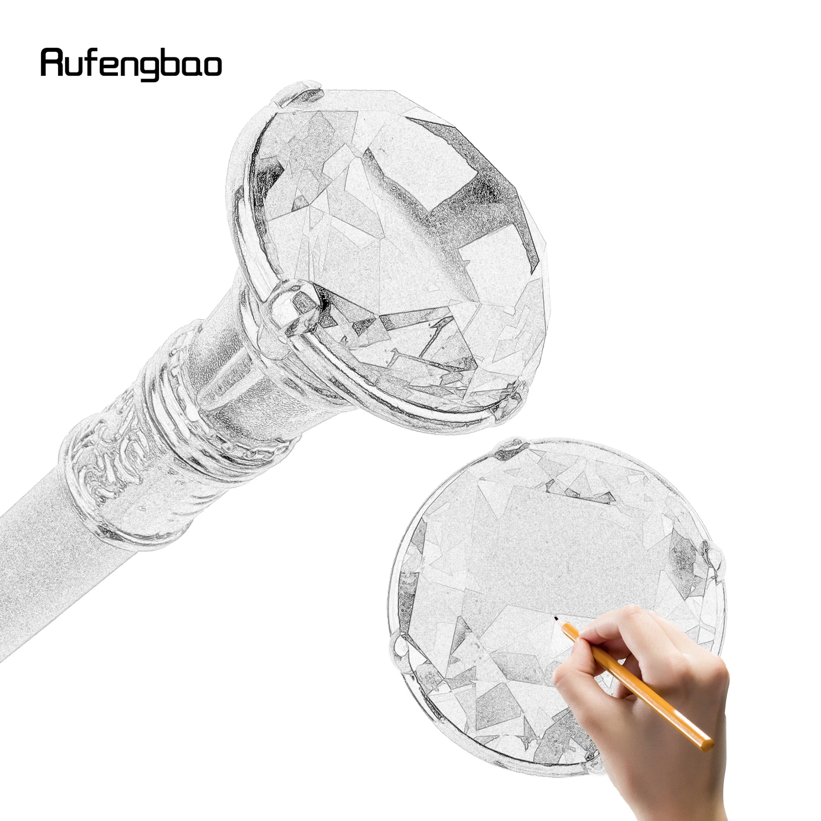 Red Diamond Type Golden White Walking Cane Fashion Decorative Walking Stick Gentleman Elegant Cosplay Cane Knob Crosier 90cm