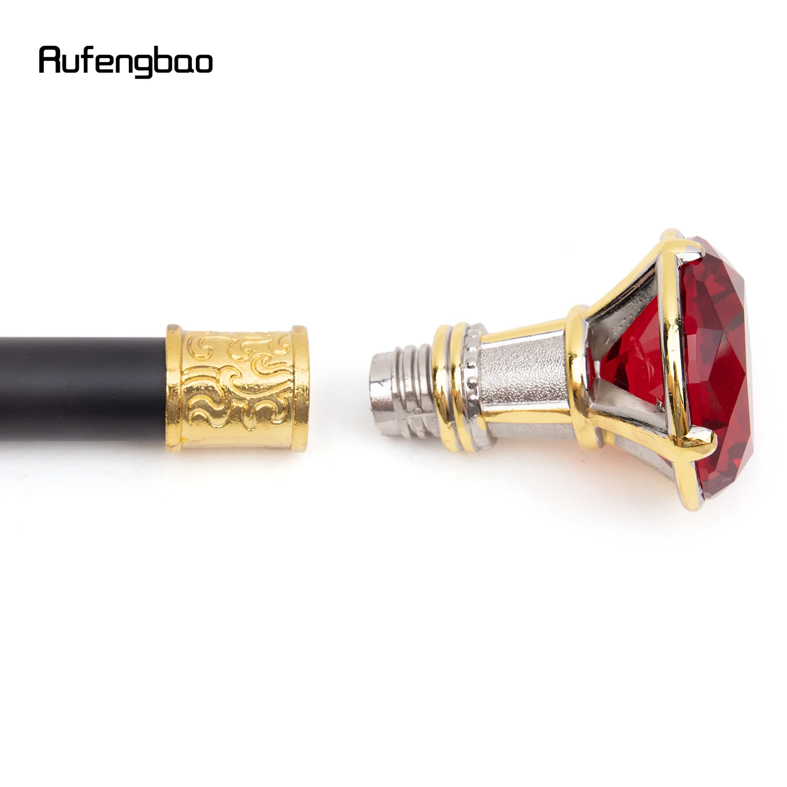 Red Diamond Type Golden White Walking Cane Fashion Decorative Walking Stick Gentleman Elegant Cosplay Cane Knob Crosier 90cm