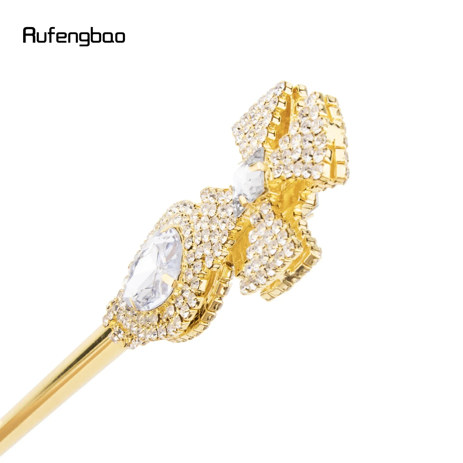 Golden White Alloy Crown Fairy Wands for Girl Princess Wands for Kids Angel Wand for Party Costume Wedding Birthday Party 50cm