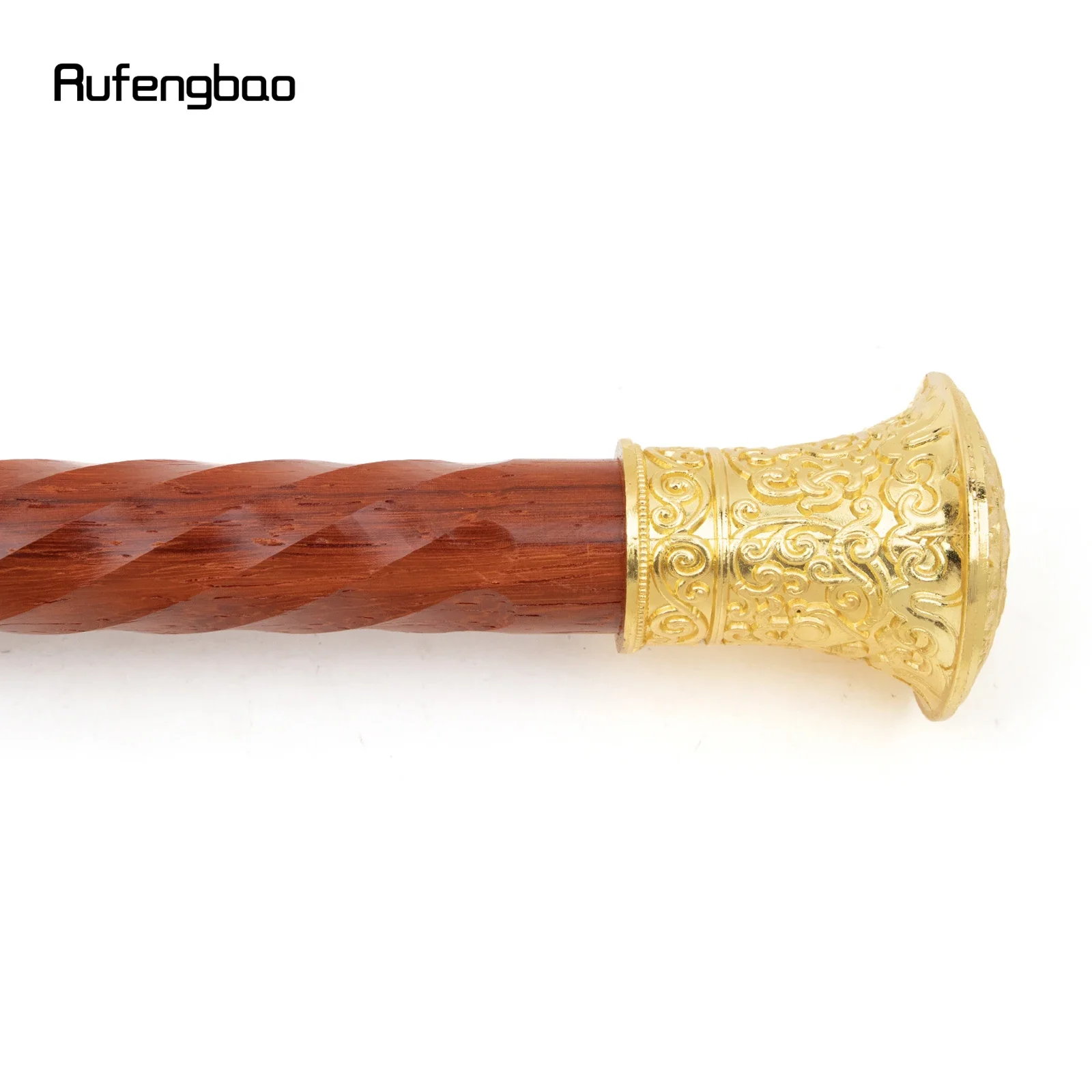 Golden Red Round Wooden Traditional Fashion Stick Decorative Cospaly Party Wood Walking Cane Halloween Mace Wand Crosier 96cm