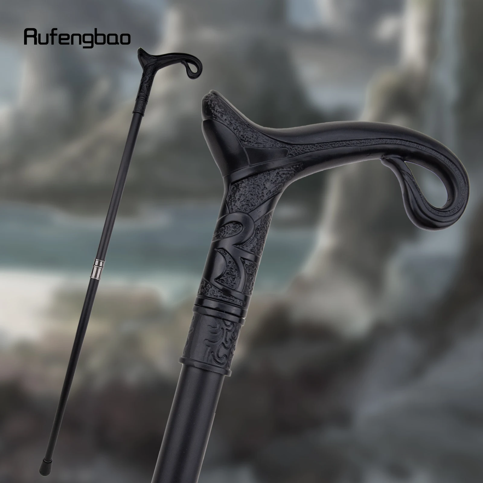 Black Luxury Curve Line Type Walking Cane Fashion Decorative Walking Stick Gentleman Elegant Cosplay Cane Knob Crosier 93cm