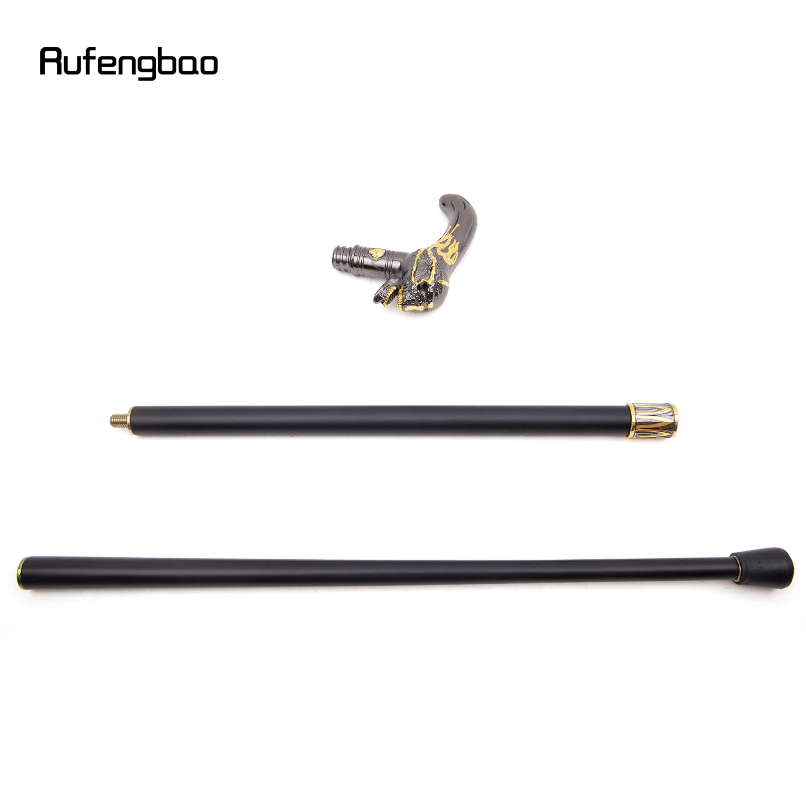 Golden Black Skull Head Walking Cane Fashion Decorative Walking Stick Gentleman Elegant Cosplay Cane Knob Crosier 92cm