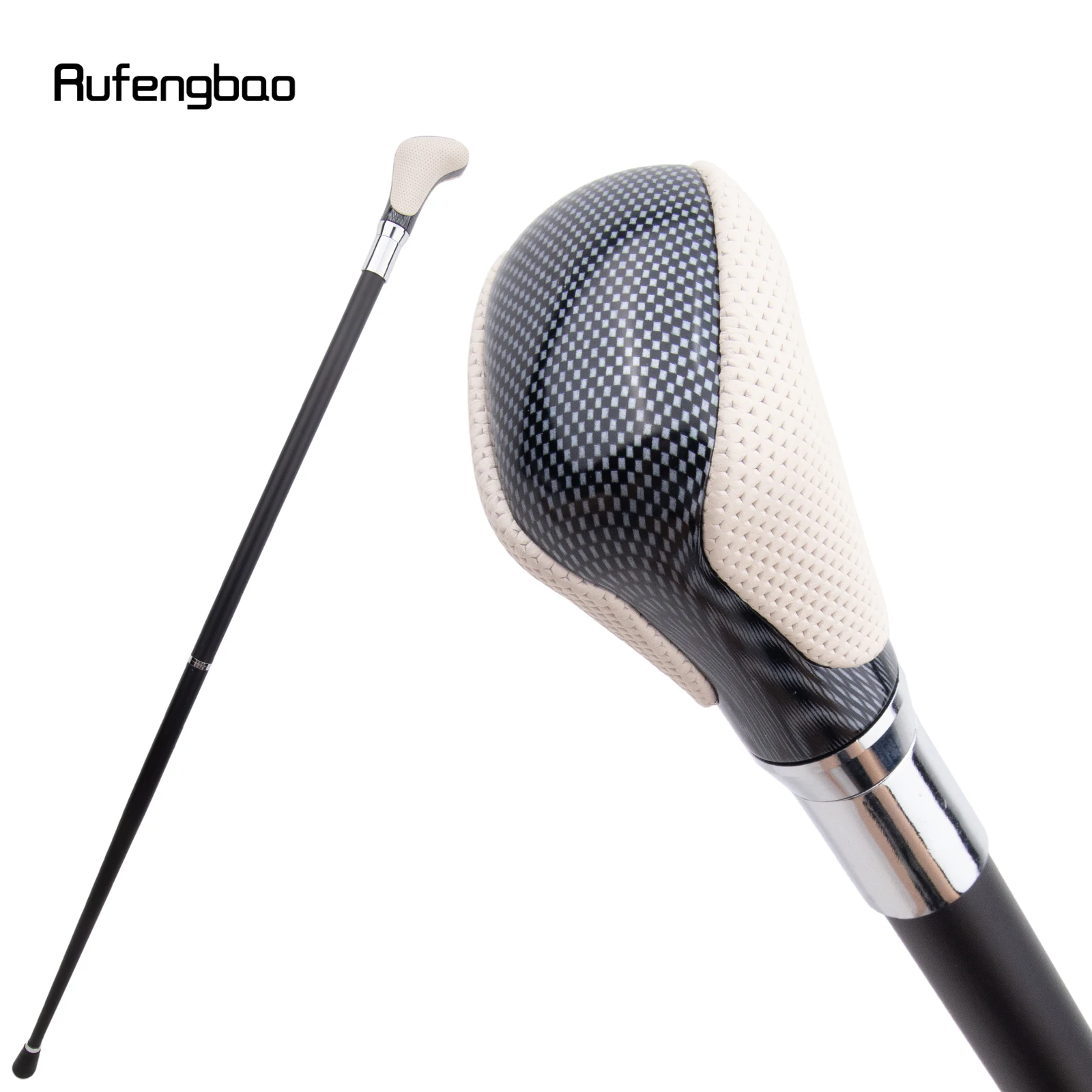 White Black Leather White Walking Cane Fashion Decorative Walking Stick Gentleman Elegant Cosplay Cane Crosier 94cm