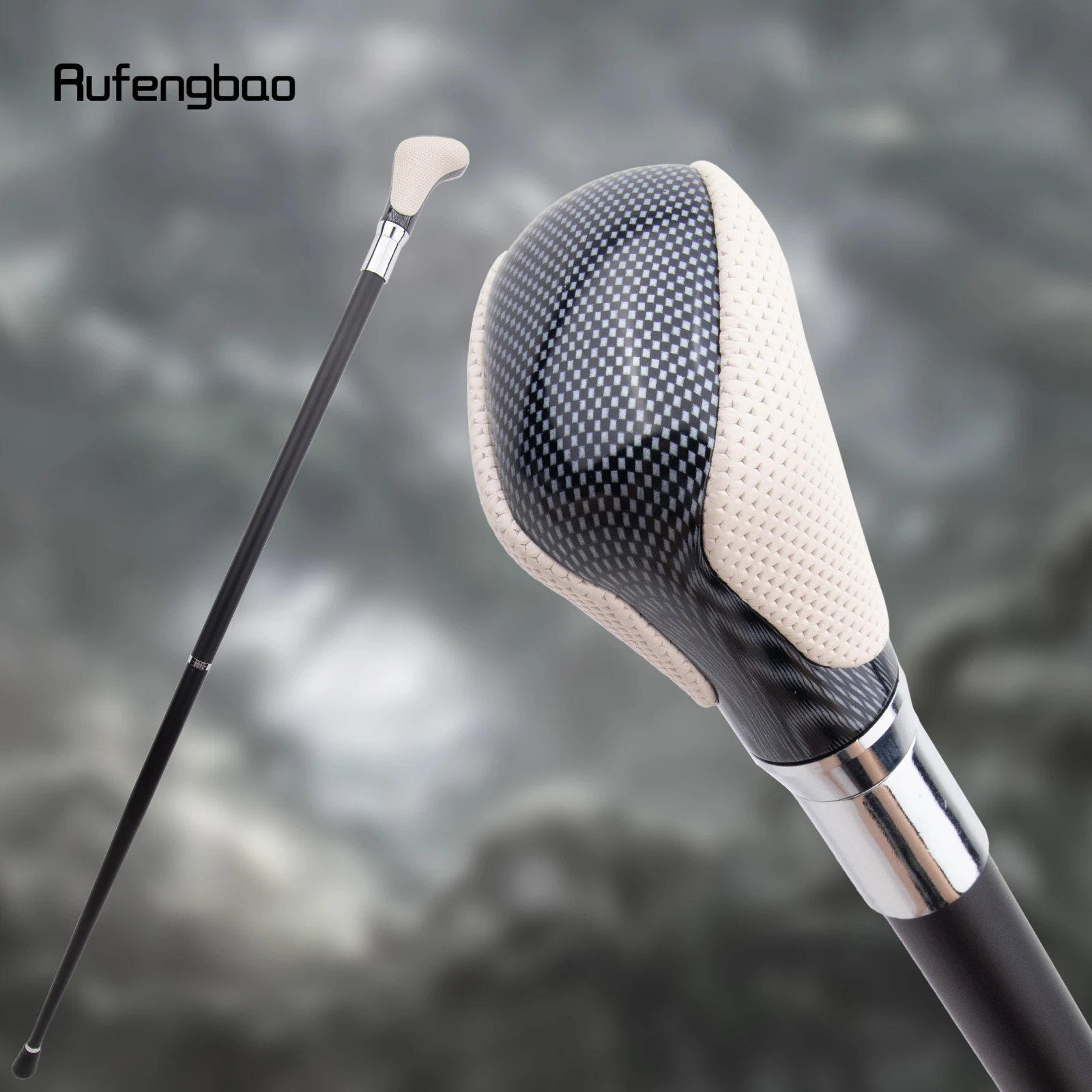 White Black Leather White Walking Cane Fashion Decorative Walking Stick Gentleman Elegant Cosplay Cane Crosier 94cm
