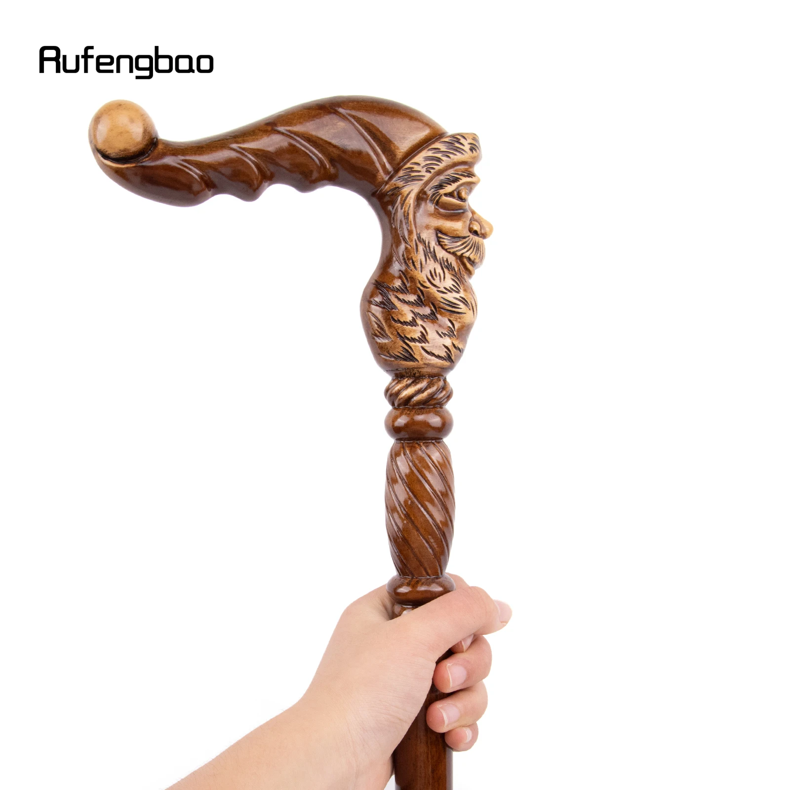 Santa Claus Brown Wooden Fashion Walking Stick Decorative Cospaly Party Wood Walking Cane Halloween Mace Wand Crosier 96cm