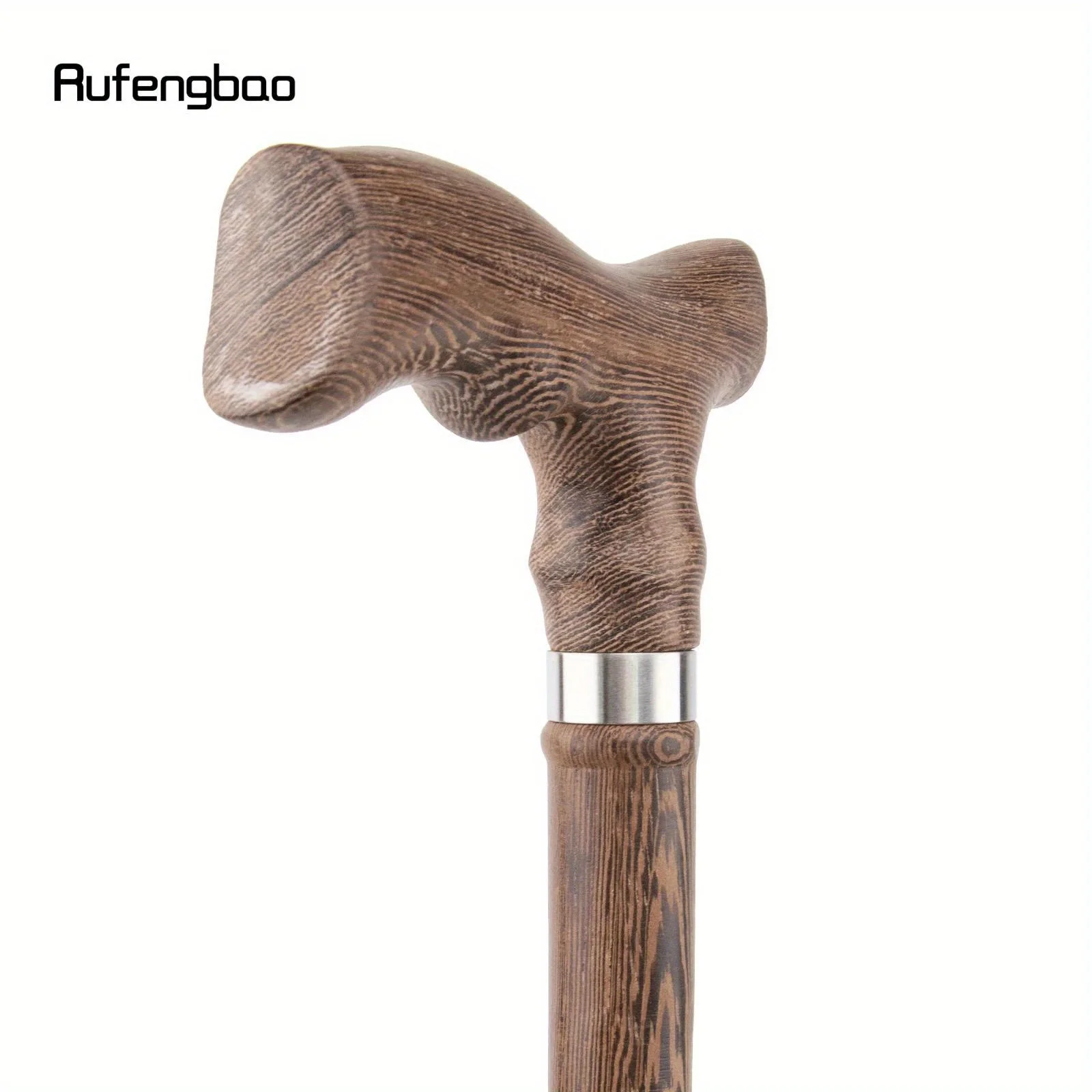 Brown Wooden Single Joint Fashion Walking Stick Decorative Cane Halloween Mace Crutch Wand Crosier 94cm Performance Stage Cane