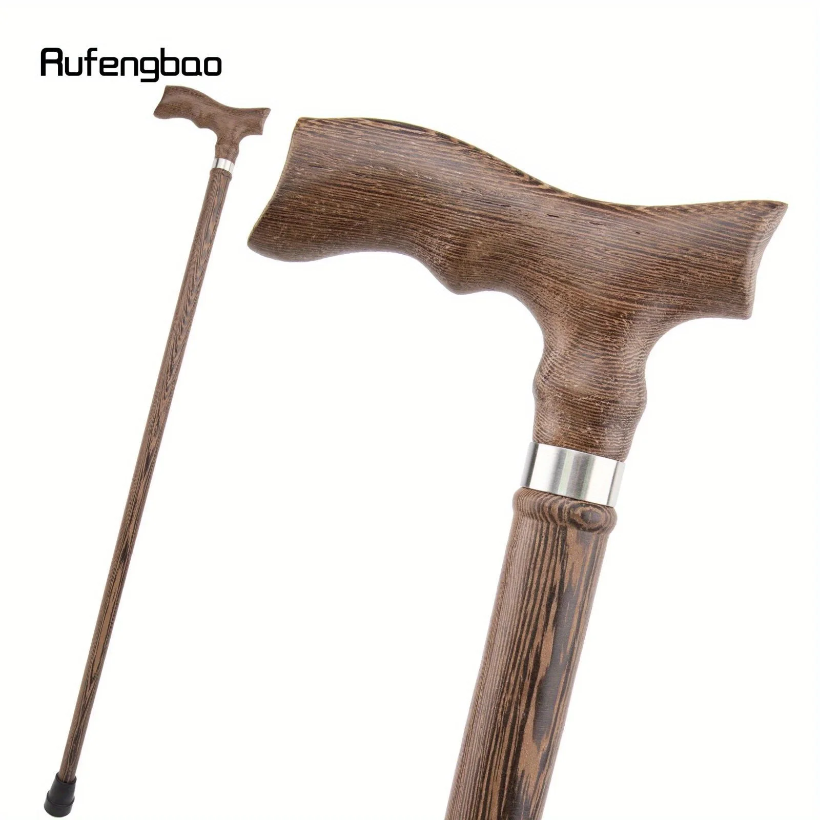 Brown Wooden Single Joint Fashion Walking Stick Decorative Cane Halloween Mace Crutch Wand Crosier 94cm Performance Stage Cane