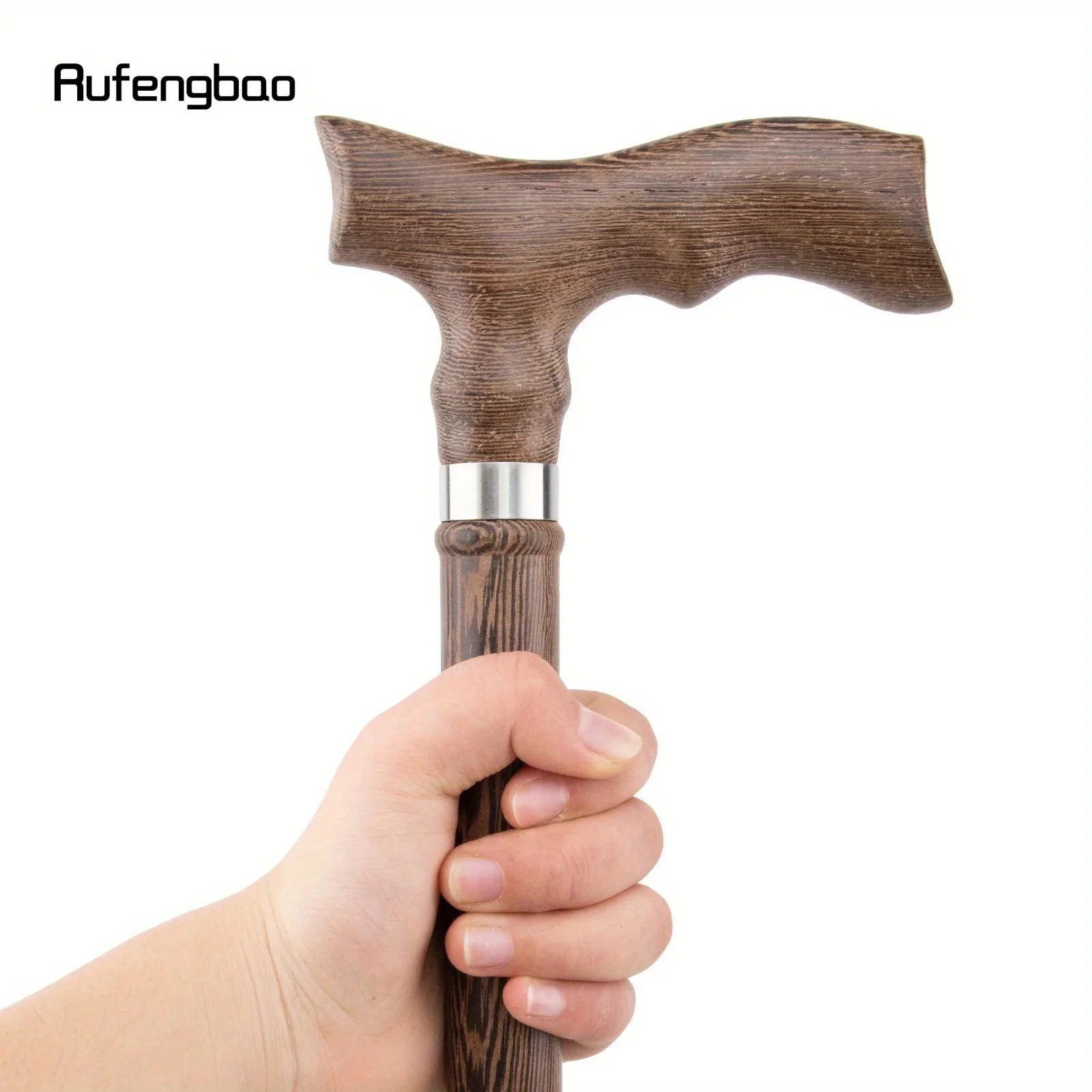 Brown Wooden Single Joint Fashion Walking Stick Decorative Cane Halloween Mace Crutch Wand Crosier 94cm Performance Stage Cane