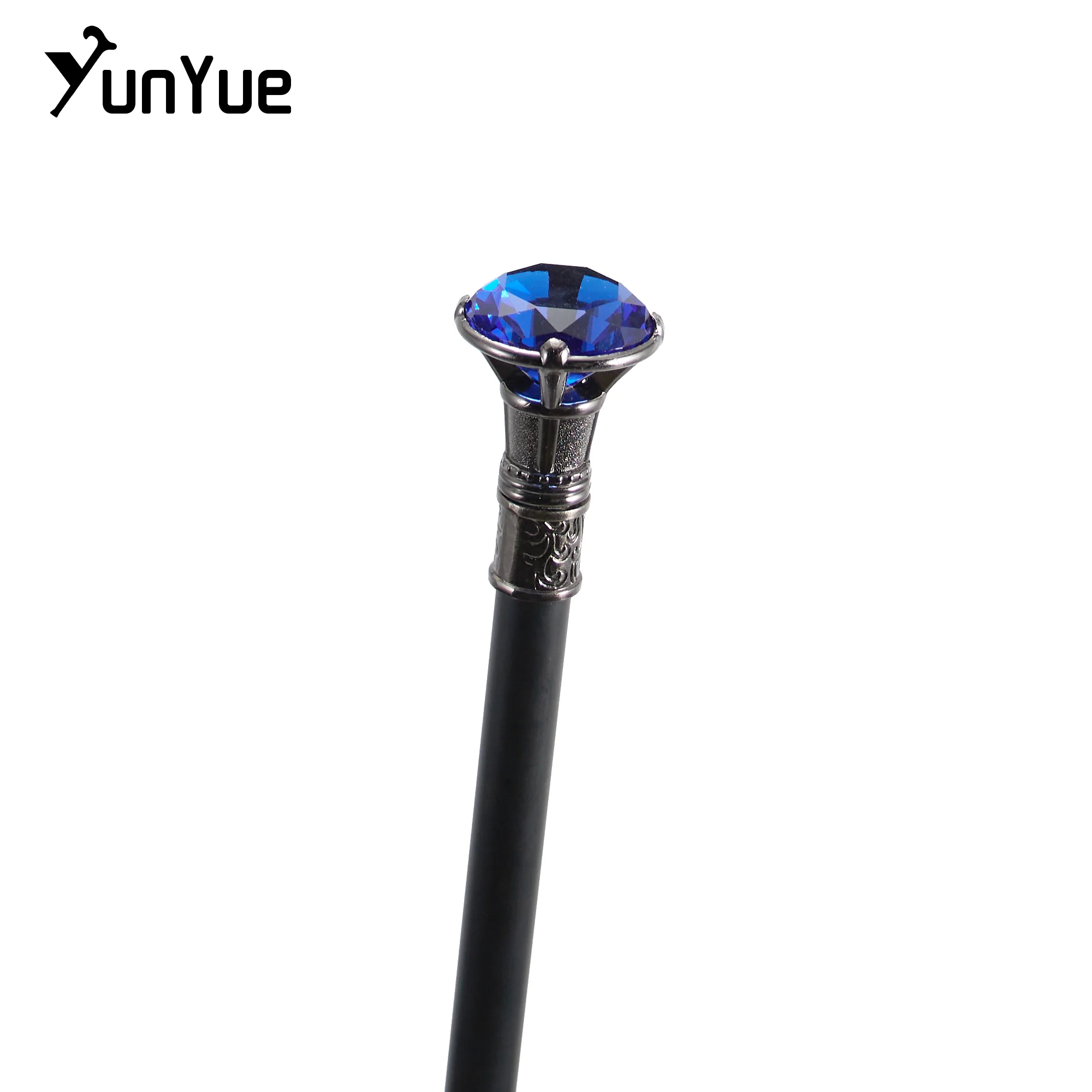 Sliver Blue Diamond Type Walking Cane Gentleman Elegant Fashion Art Decorative Walking Stick Lady Vintage Party Cosplay Sceptre