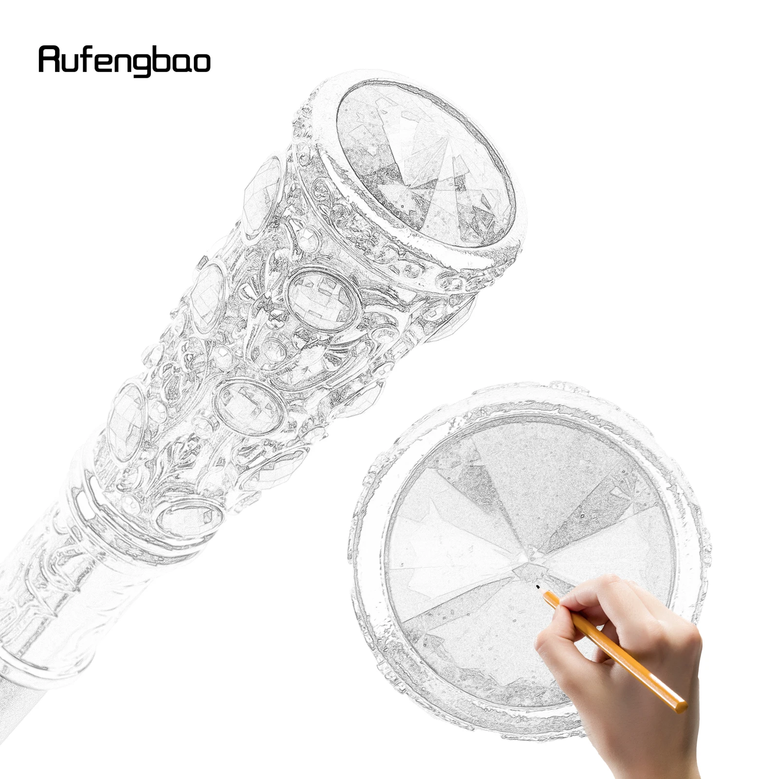 Golden Red Artificial Diamond Walking Cane Fashion Decorative Walking Stick Gentleman Elegant Cosplay Cane Knob Crosier 93cm