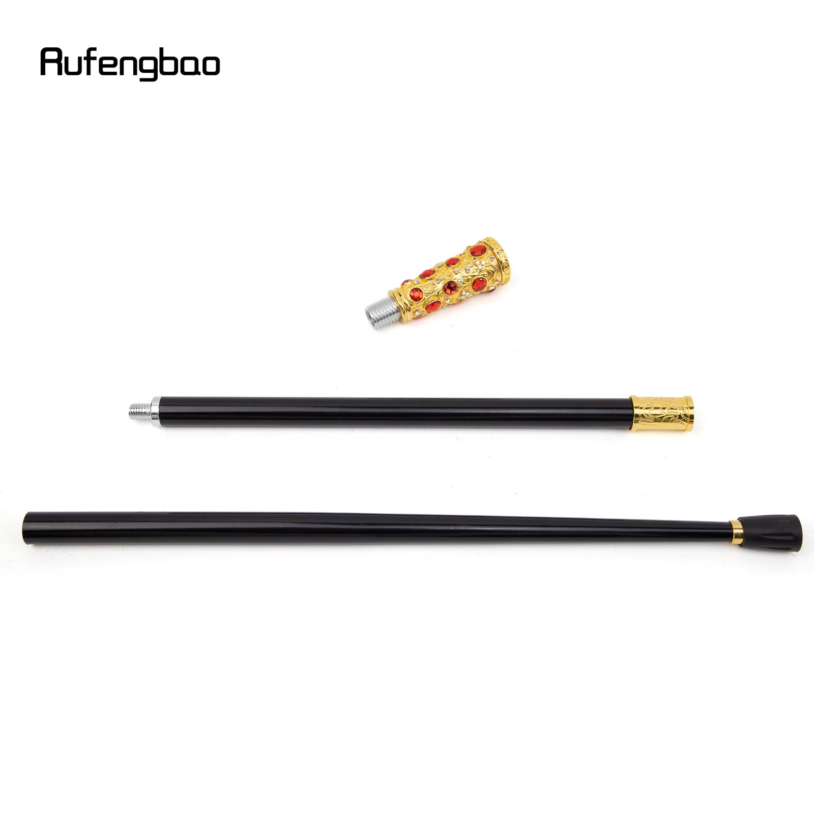 Golden Red Artificial Diamond Walking Cane Fashion Decorative Walking Stick Gentleman Elegant Cosplay Cane Knob Crosier 93cm