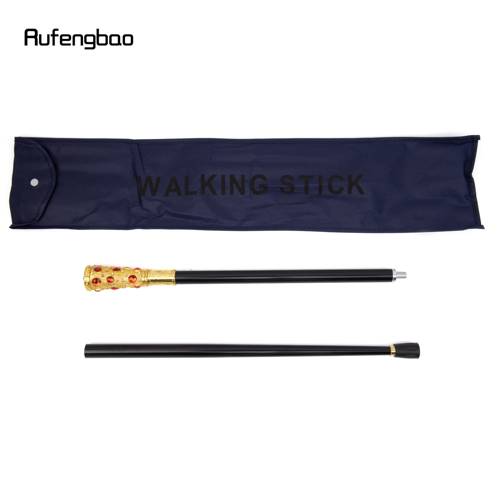 Golden Red Artificial Diamond Walking Cane Fashion Decorative Walking Stick Gentleman Elegant Cosplay Cane Knob Crosier 93cm