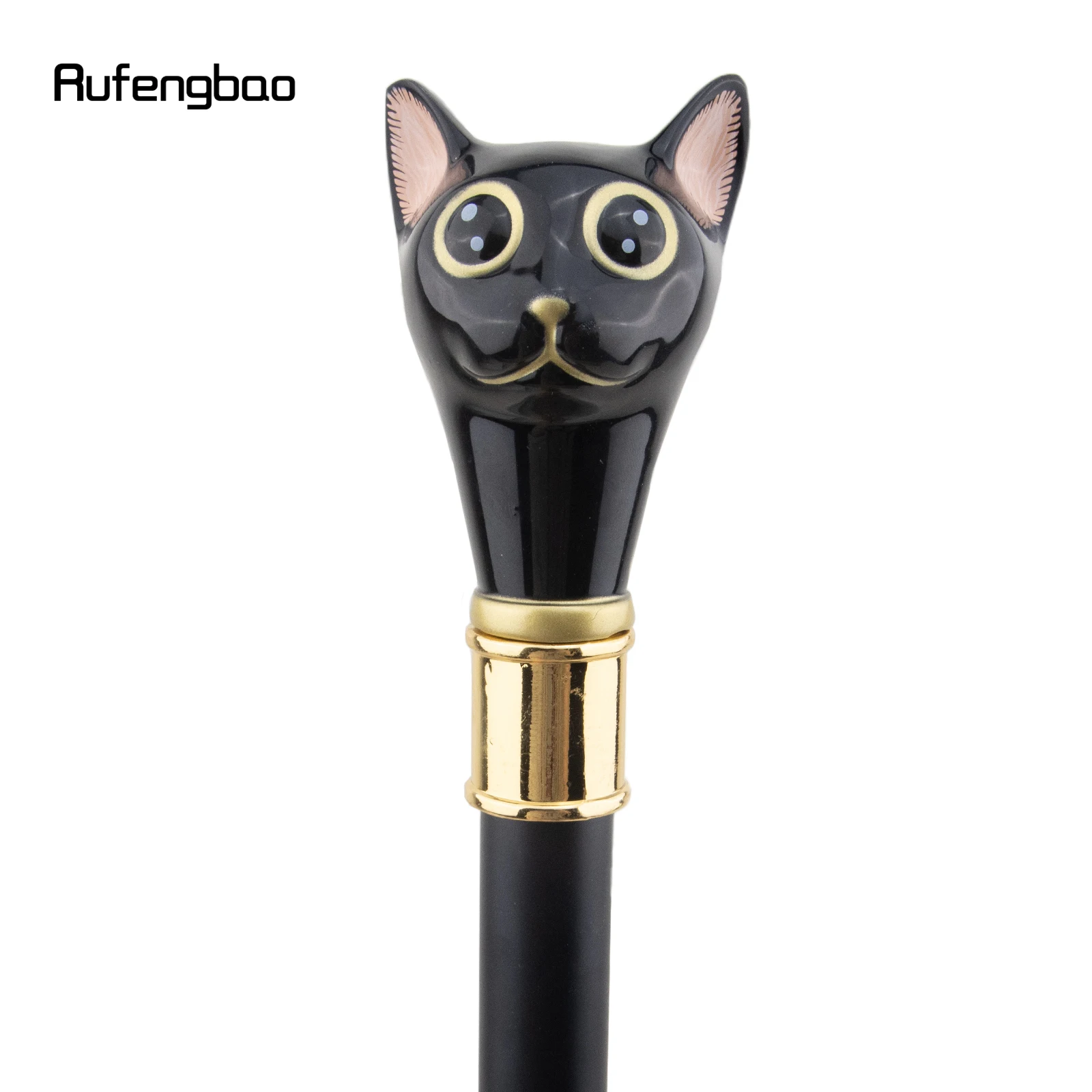 Black Golden Cat Gentleman Kitten Walking Cane Fashion Walking Stick Gentleman Crosier Knob Walking Stick 93cm