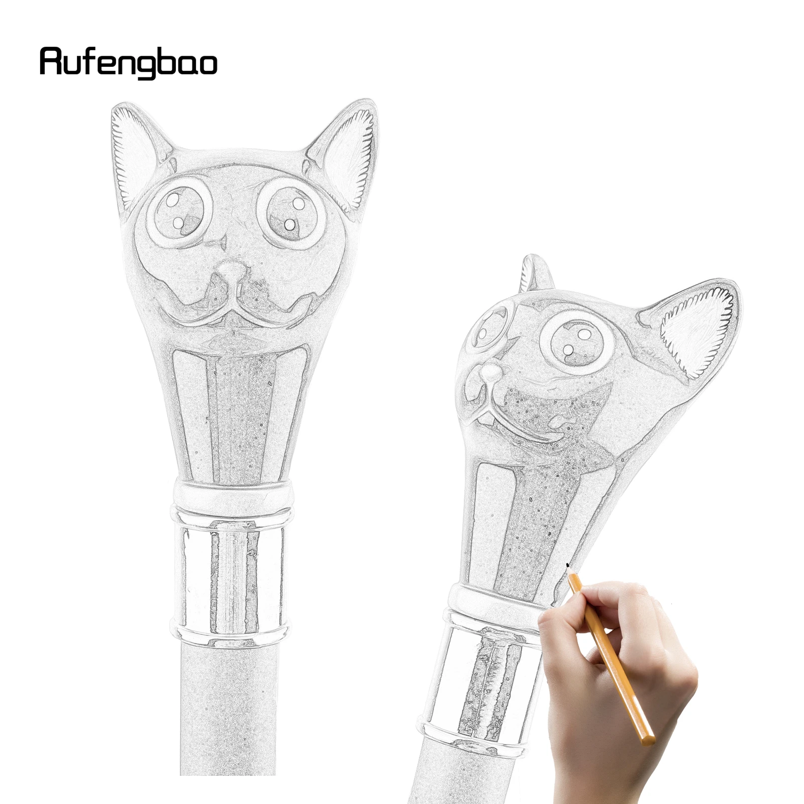 Black Golden Cat Gentleman Kitten Walking Cane Fashion Walking Stick Gentleman Crosier Knob Walking Stick 93cm