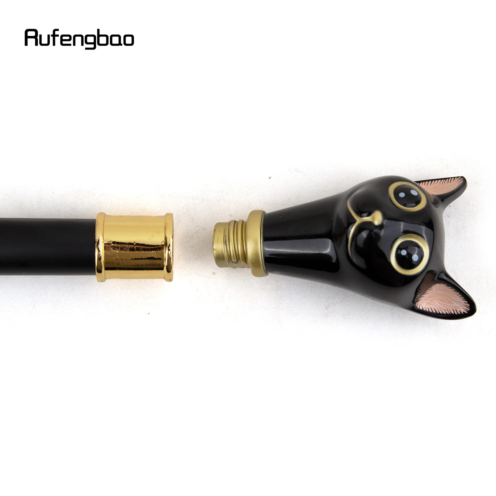 Black Golden Cat Gentleman Kitten Walking Cane Fashion Walking Stick Gentleman Crosier Knob Walking Stick 93cm