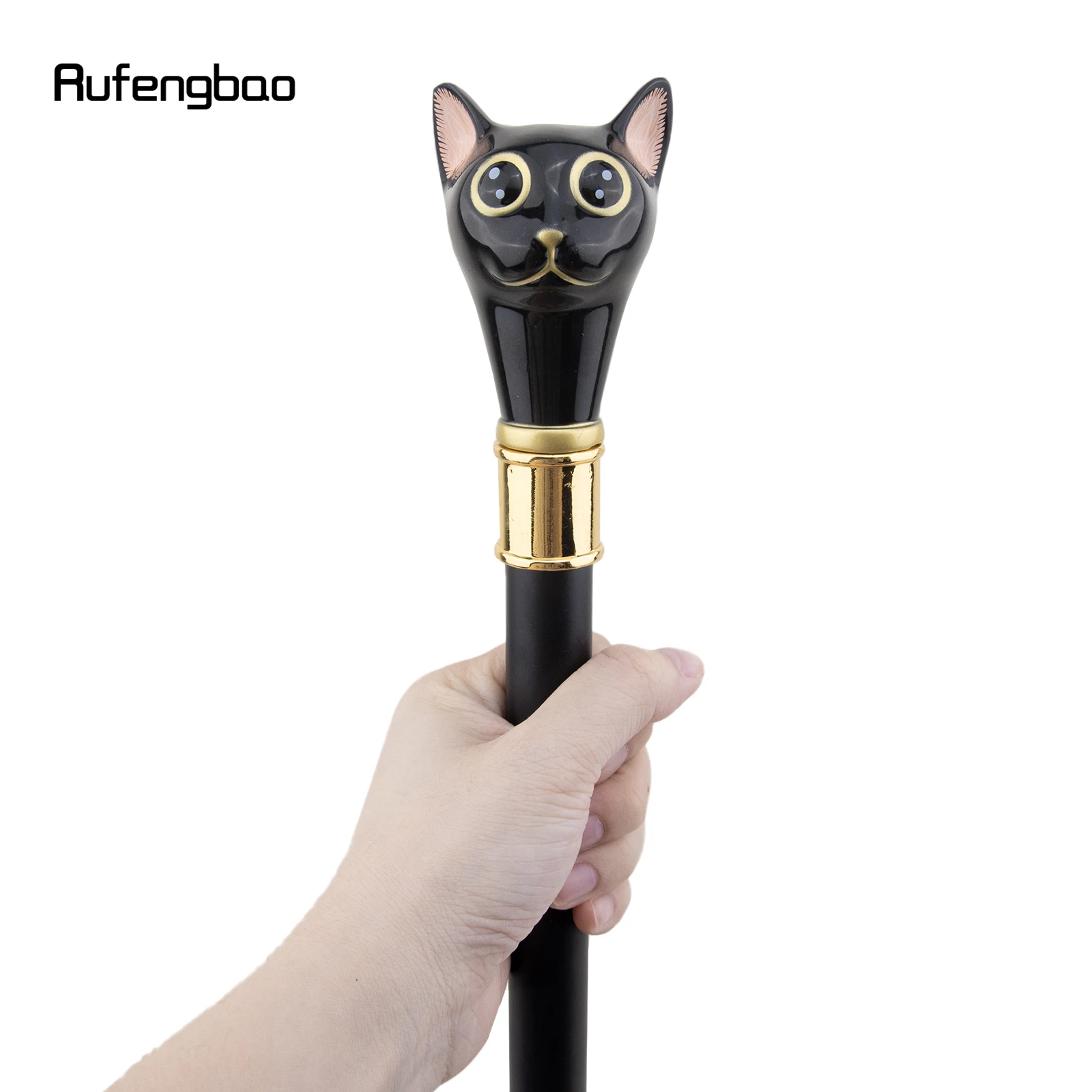 Black Golden Cat Gentleman Kitten Walking Cane Fashion Walking Stick Gentleman Crosier Knob Walking Stick 93cm