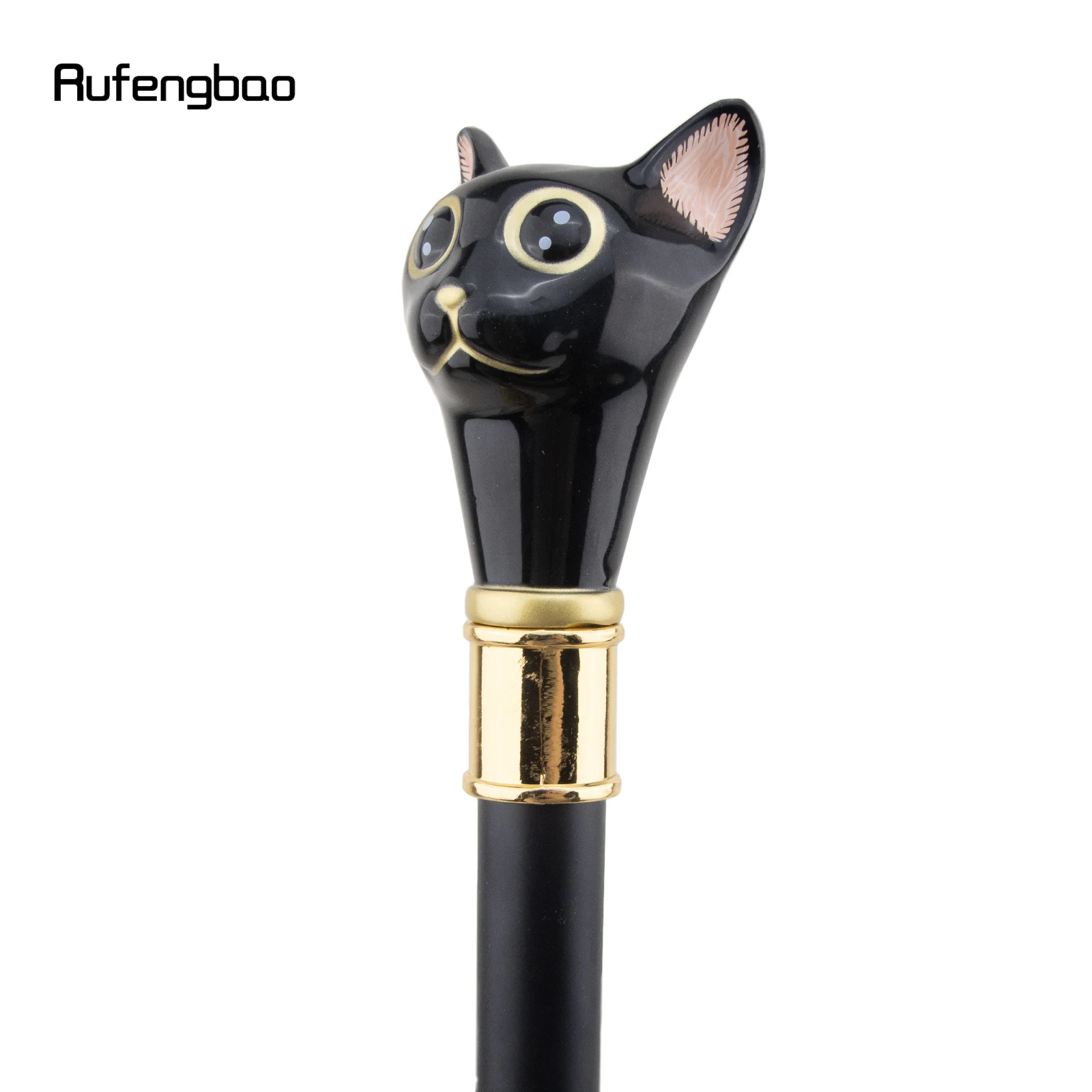 Black Golden Cat Gentleman Kitten Walking Cane Fashion Walking Stick Gentleman Crosier Knob Walking Stick 93cm