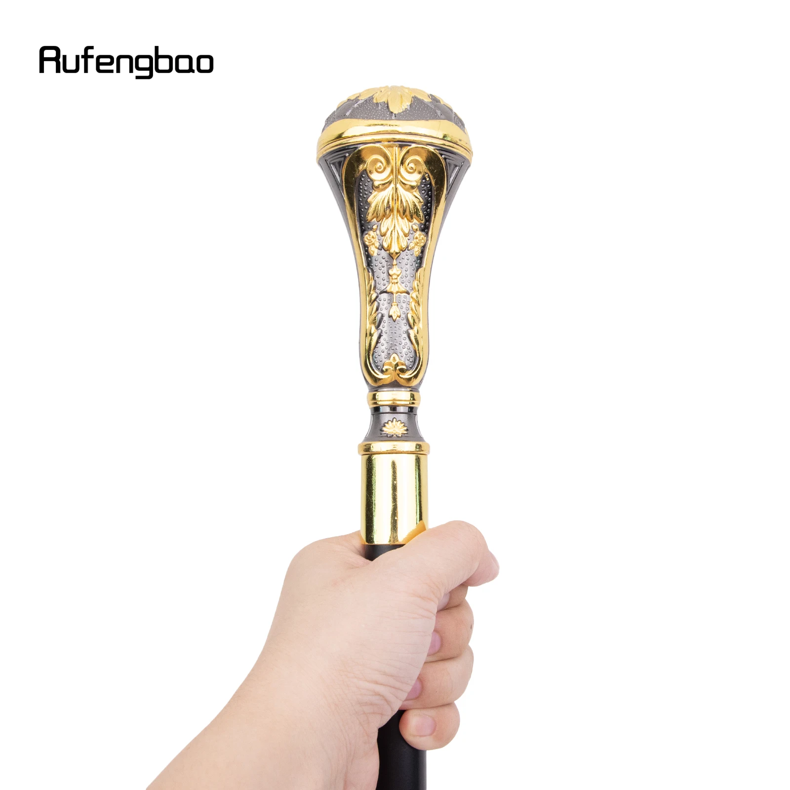 Golden Black Luxury Round Leaf Handle Fashion Walking Stick For Party Cane Elegant Deluxe Box 95cm Performance Stage Cane