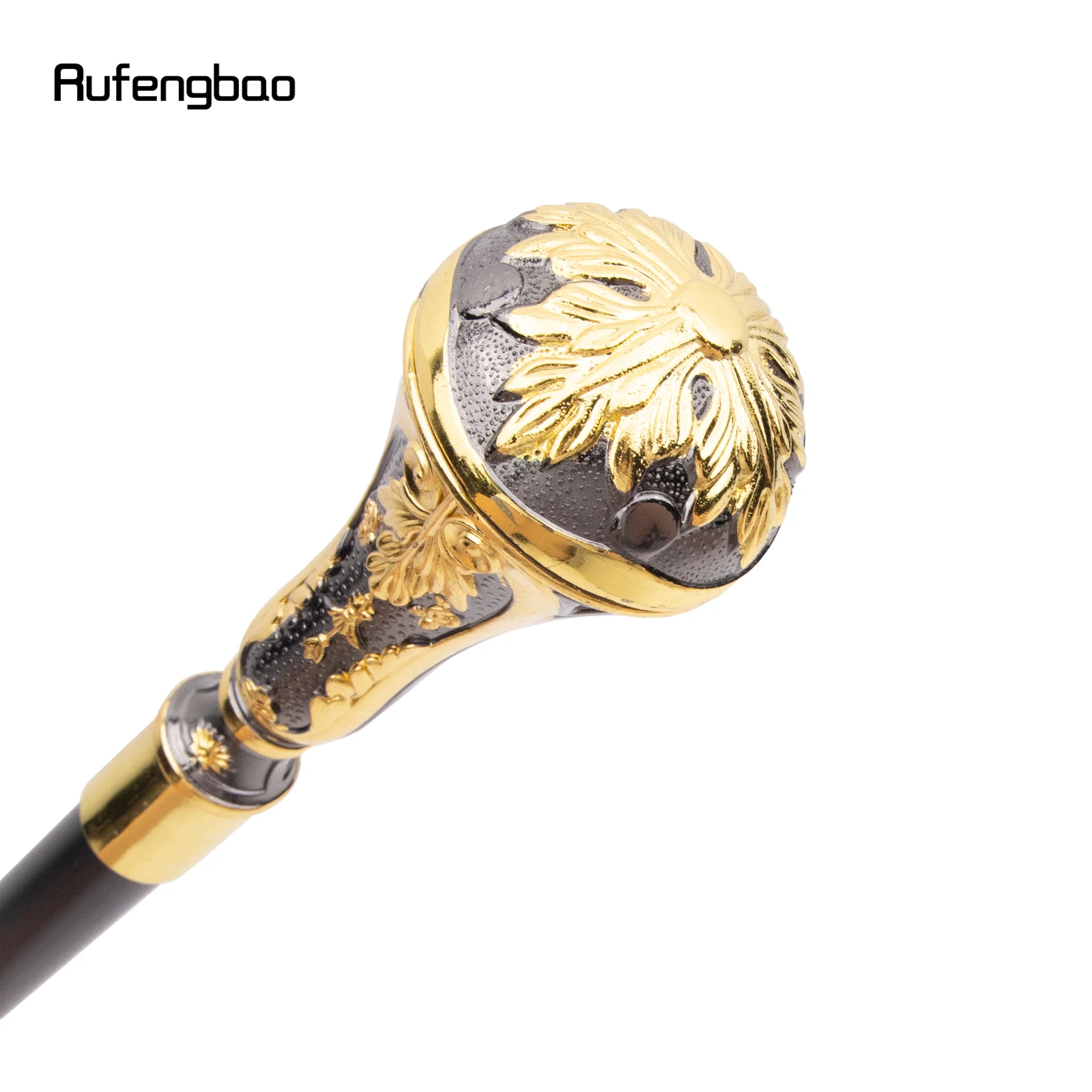 Golden Black Luxury Round Leaf Handle Fashion Walking Stick For Party Cane Elegant Deluxe Box 95cm Performance Stage Cane