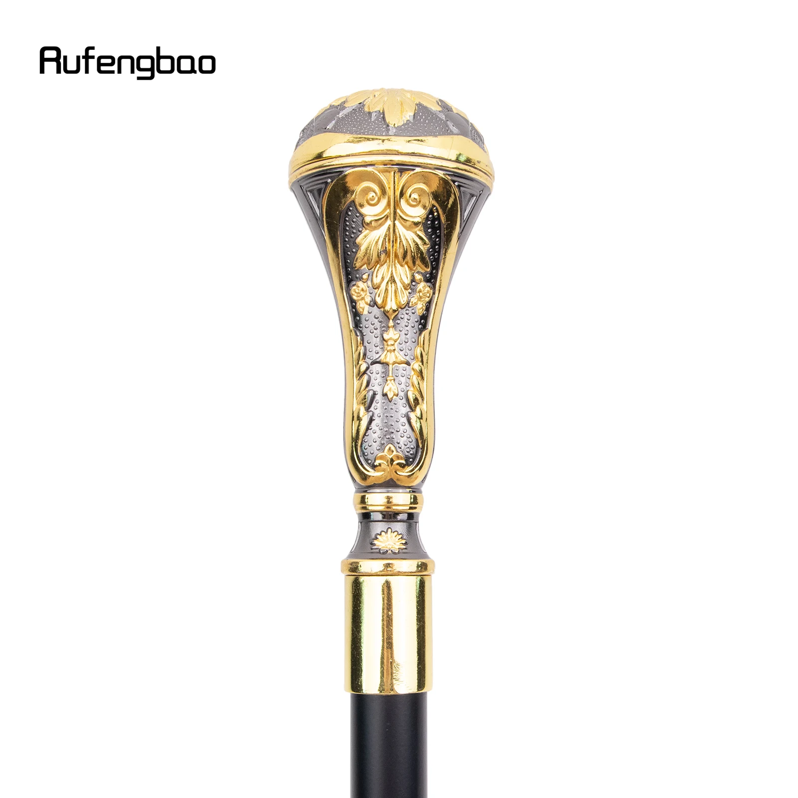 Golden Black Luxury Round Leaf Handle Fashion Walking Stick For Party Cane Elegant Deluxe Box 95cm Performance Stage Cane