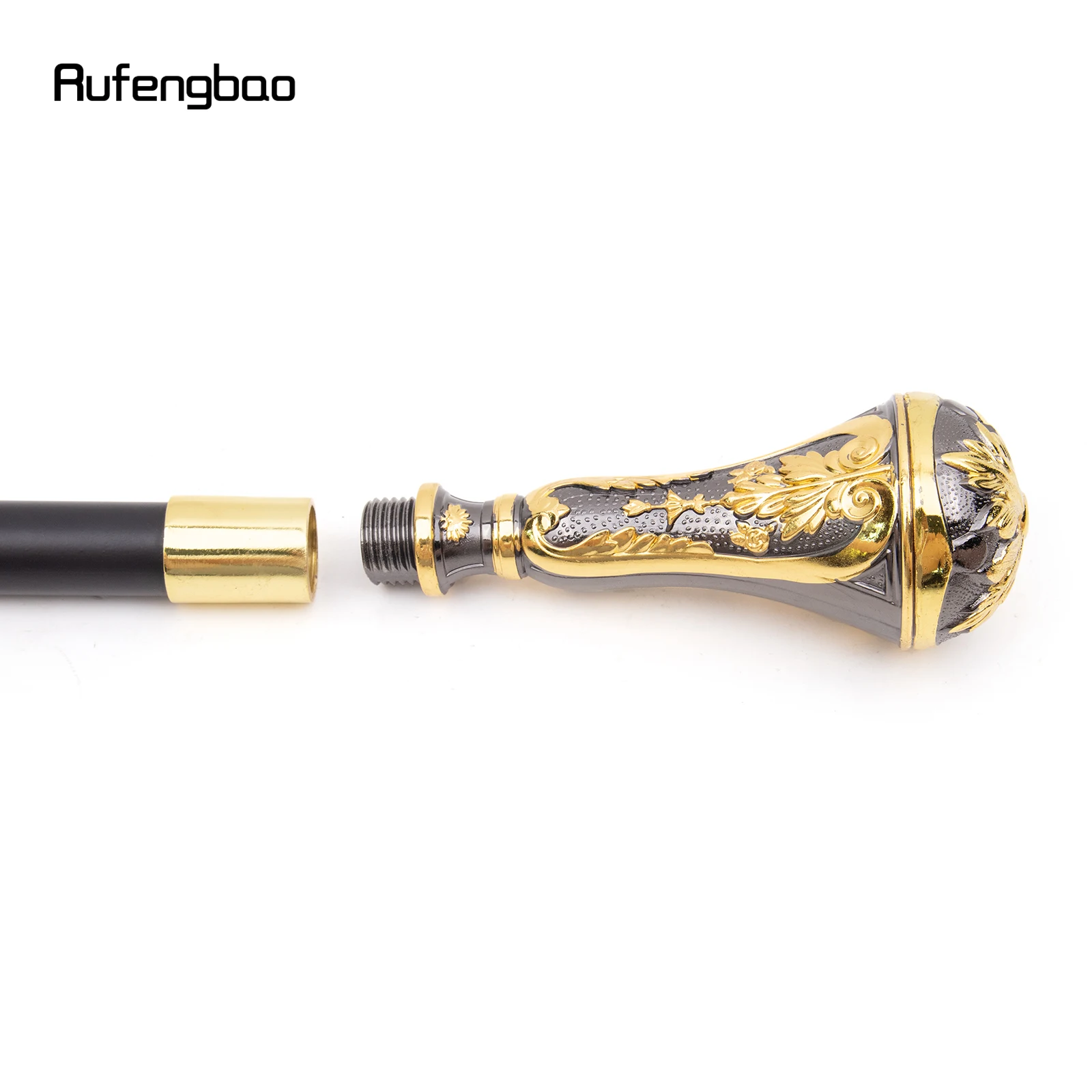 Golden Black Luxury Round Leaf Handle Fashion Walking Stick For Party Cane Elegant Deluxe Box 95cm Performance Stage Cane