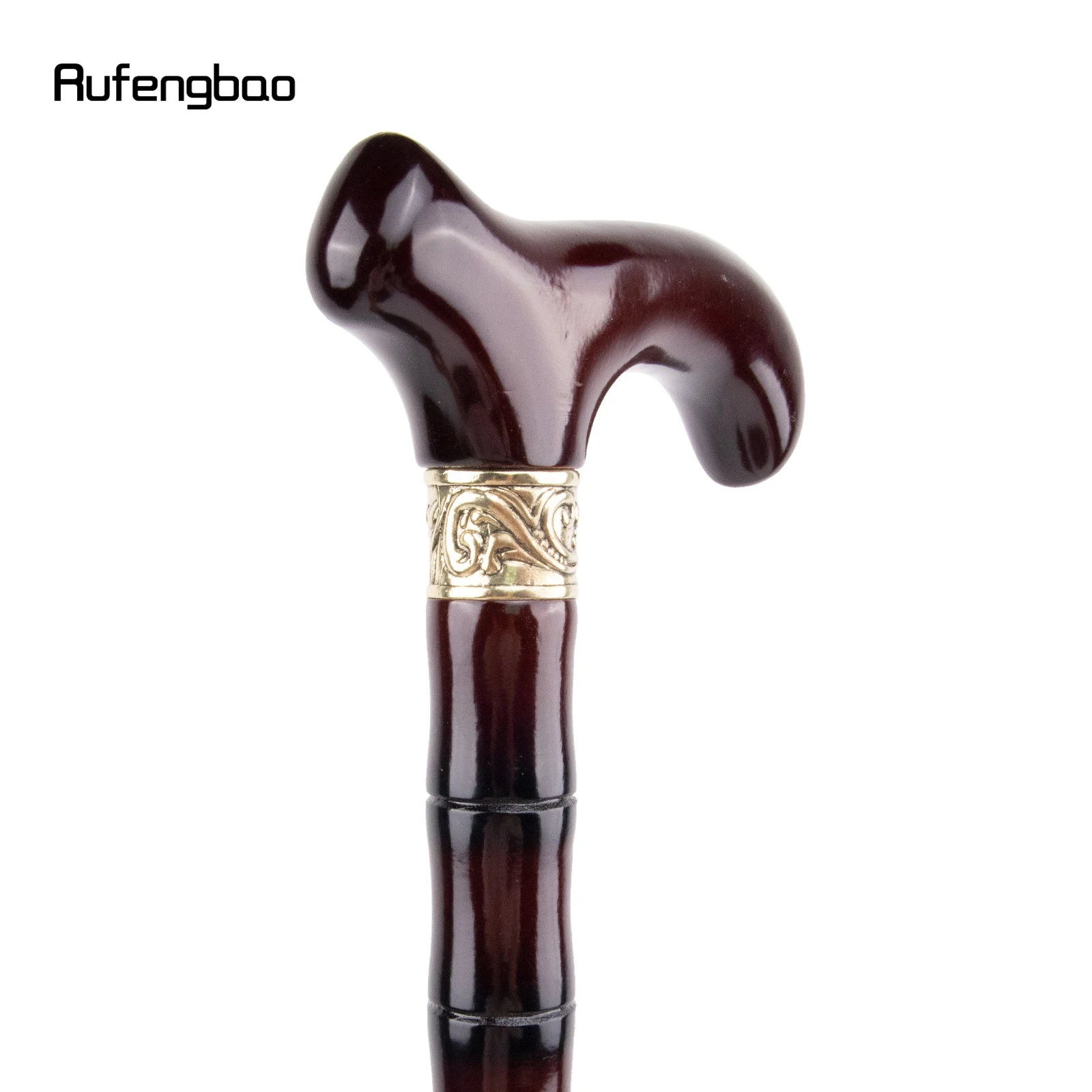 Brown Wooden Single Joint Fashion Walking Stick Decorative Cospaly Cane Halloween Mace Crutch Wand Crosier 92cm