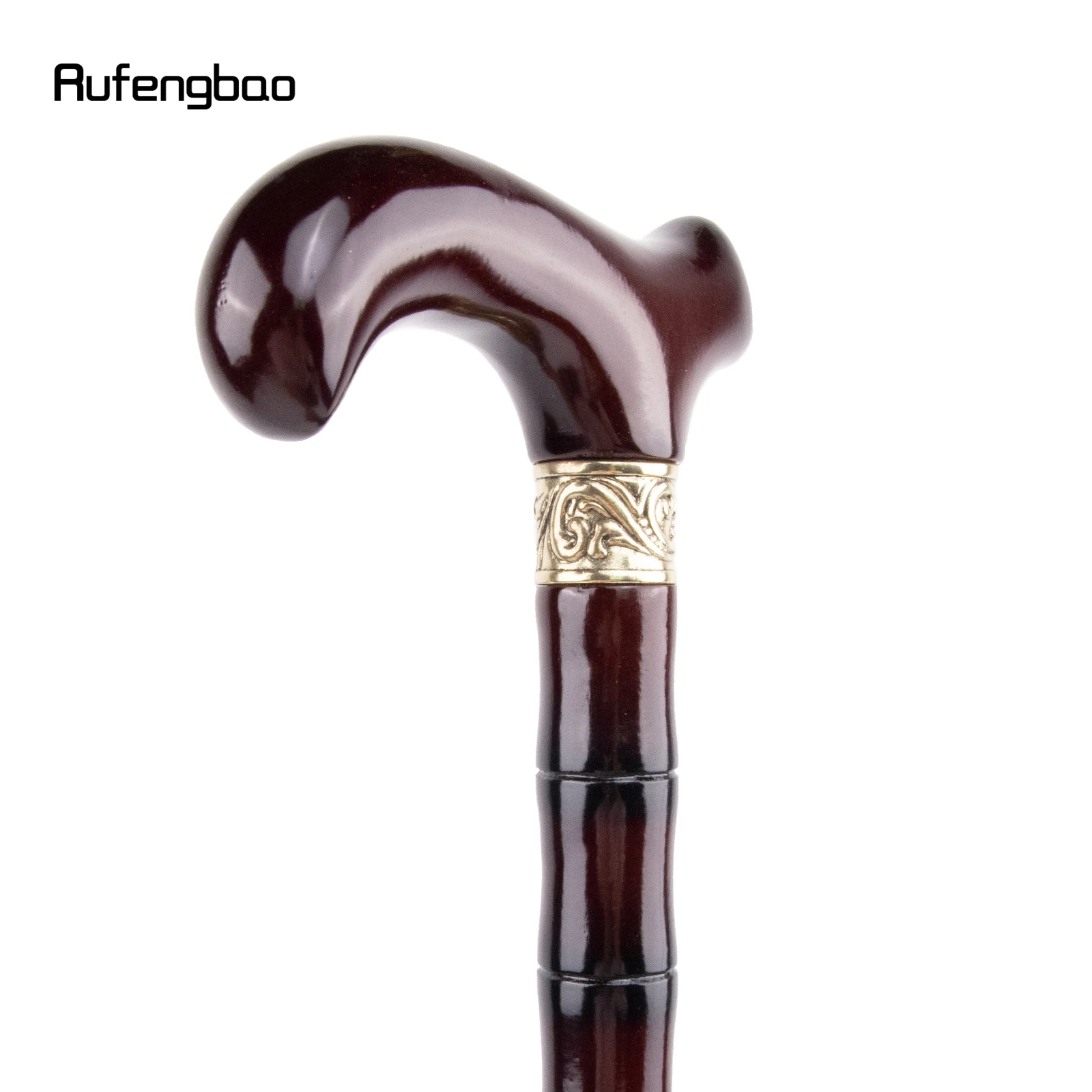Brown Wooden Single Joint Fashion Walking Stick Decorative Cospaly Cane Halloween Mace Crutch Wand Crosier 92cm