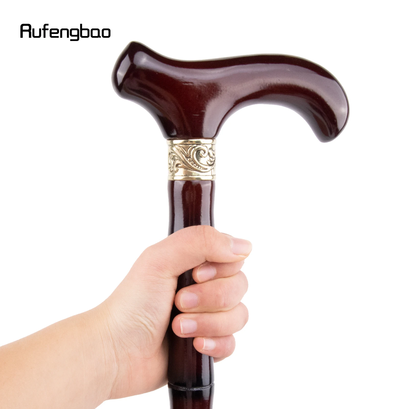 Brown Wooden Single Joint Fashion Walking Stick Decorative Cospaly Cane Halloween Mace Crutch Wand Crosier 92cm