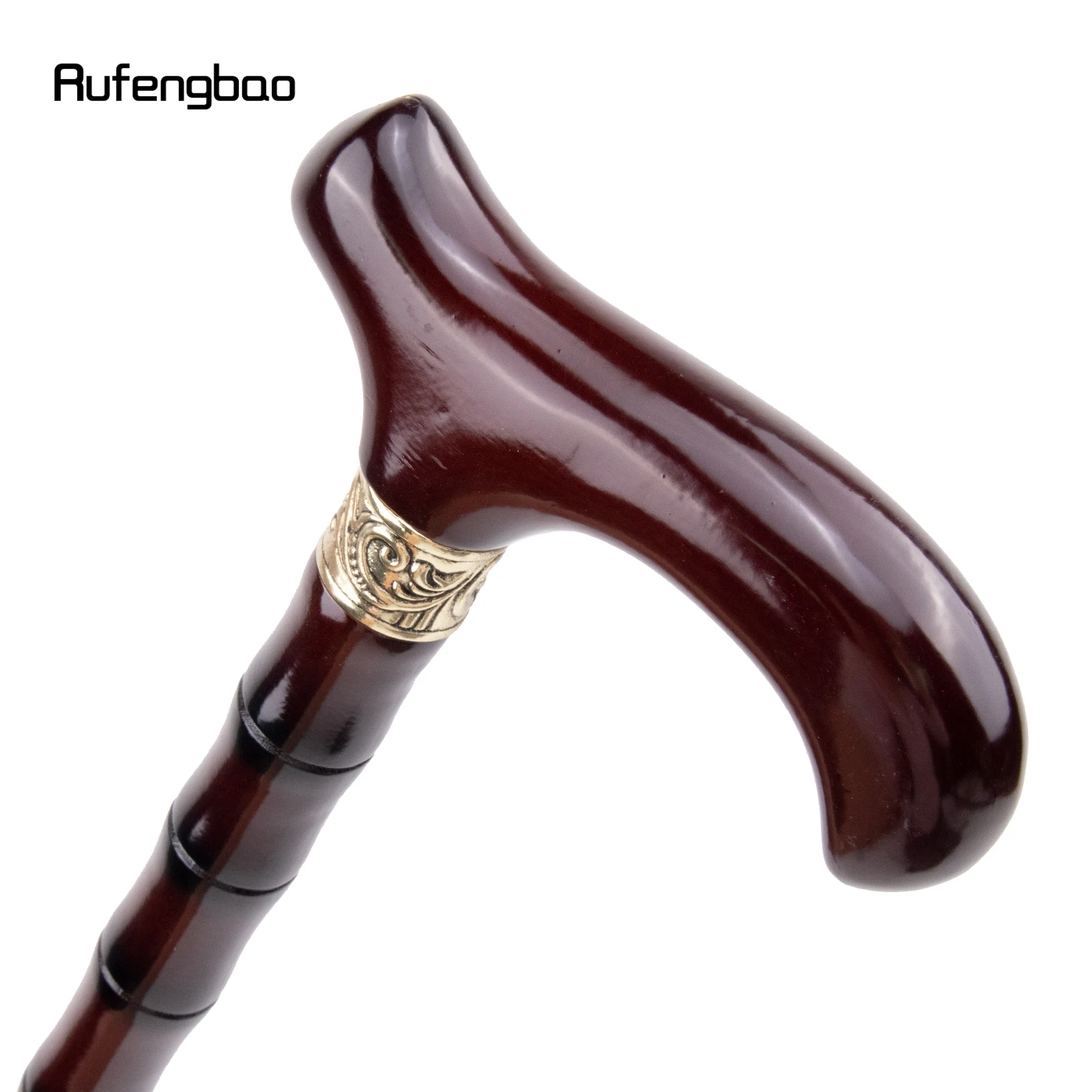 Brown Wooden Single Joint Fashion Walking Stick Decorative Cospaly Cane Halloween Mace Crutch Wand Crosier 92cm