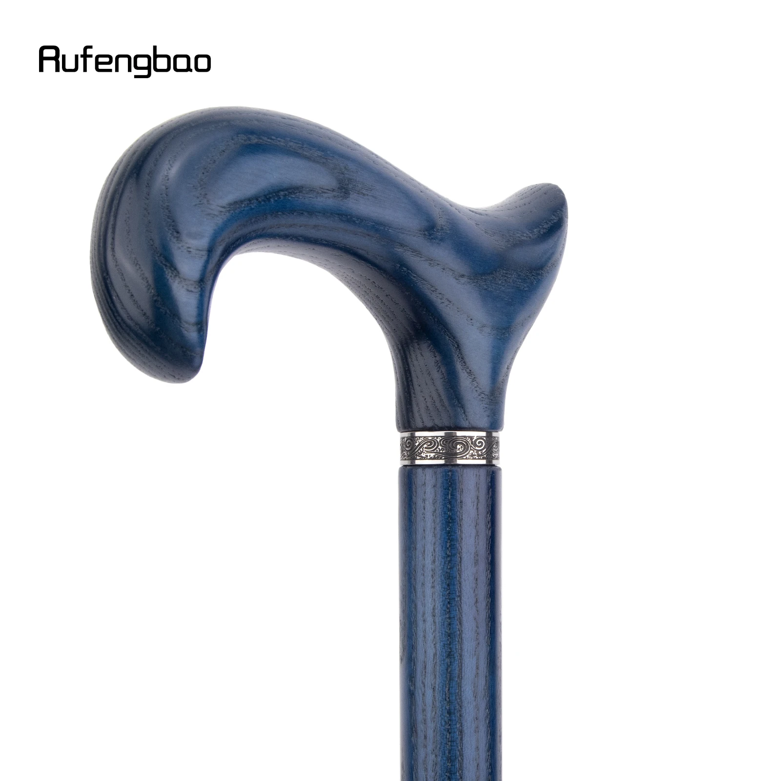 Blue Wooden Single Joint Fashion Stick Decorative Cospaly Party Cane Mace Crutch Wand Crosier Performance Stage Cane 95cm