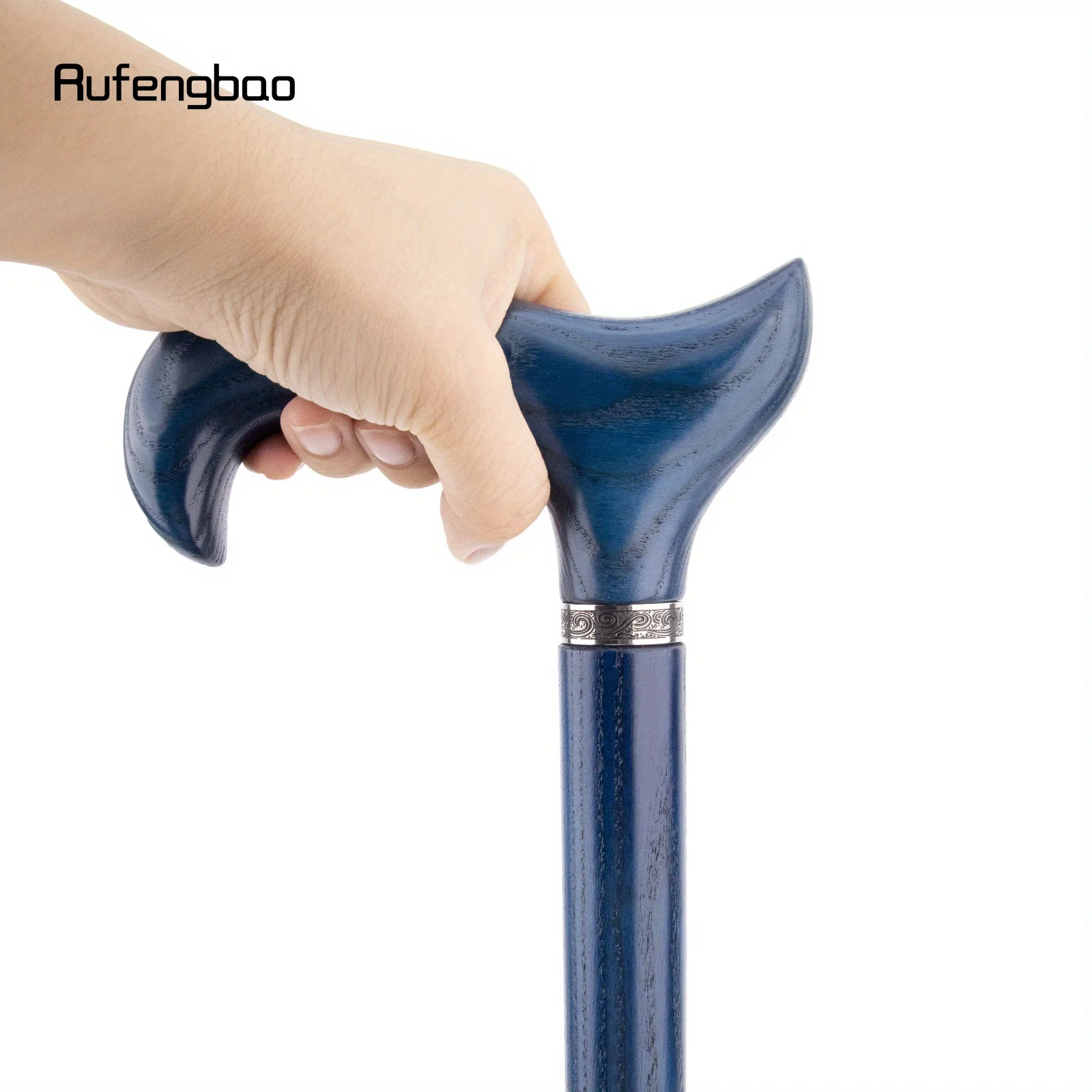 Blue Wooden Single Joint Fashion Stick Decorative Cospaly Party Cane Mace Crutch Wand Crosier Performance Stage Cane 95cm