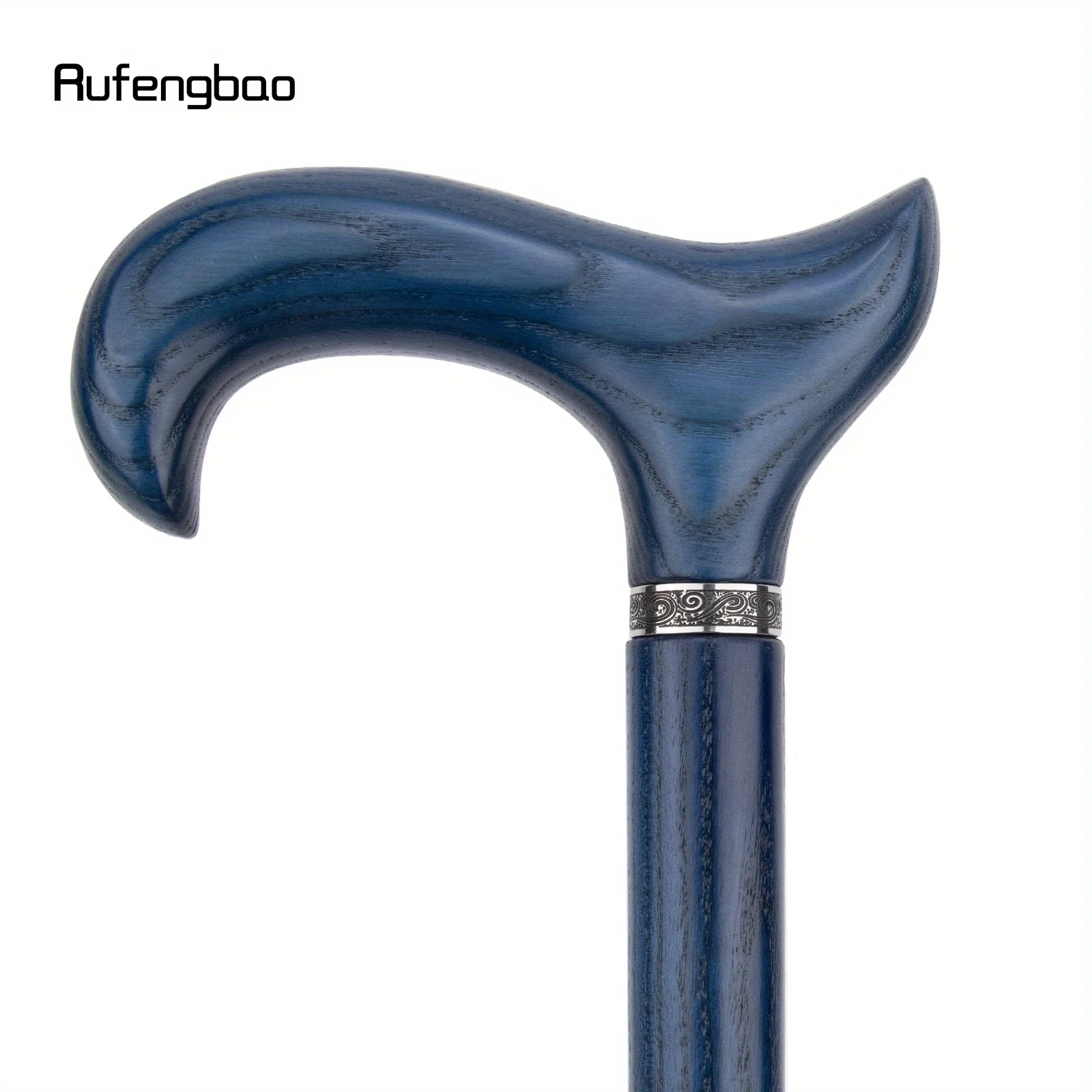 Blue Wooden Single Joint Fashion Stick Decorative Cospaly Party Cane Mace Crutch Wand Crosier Performance Stage Cane 95cm