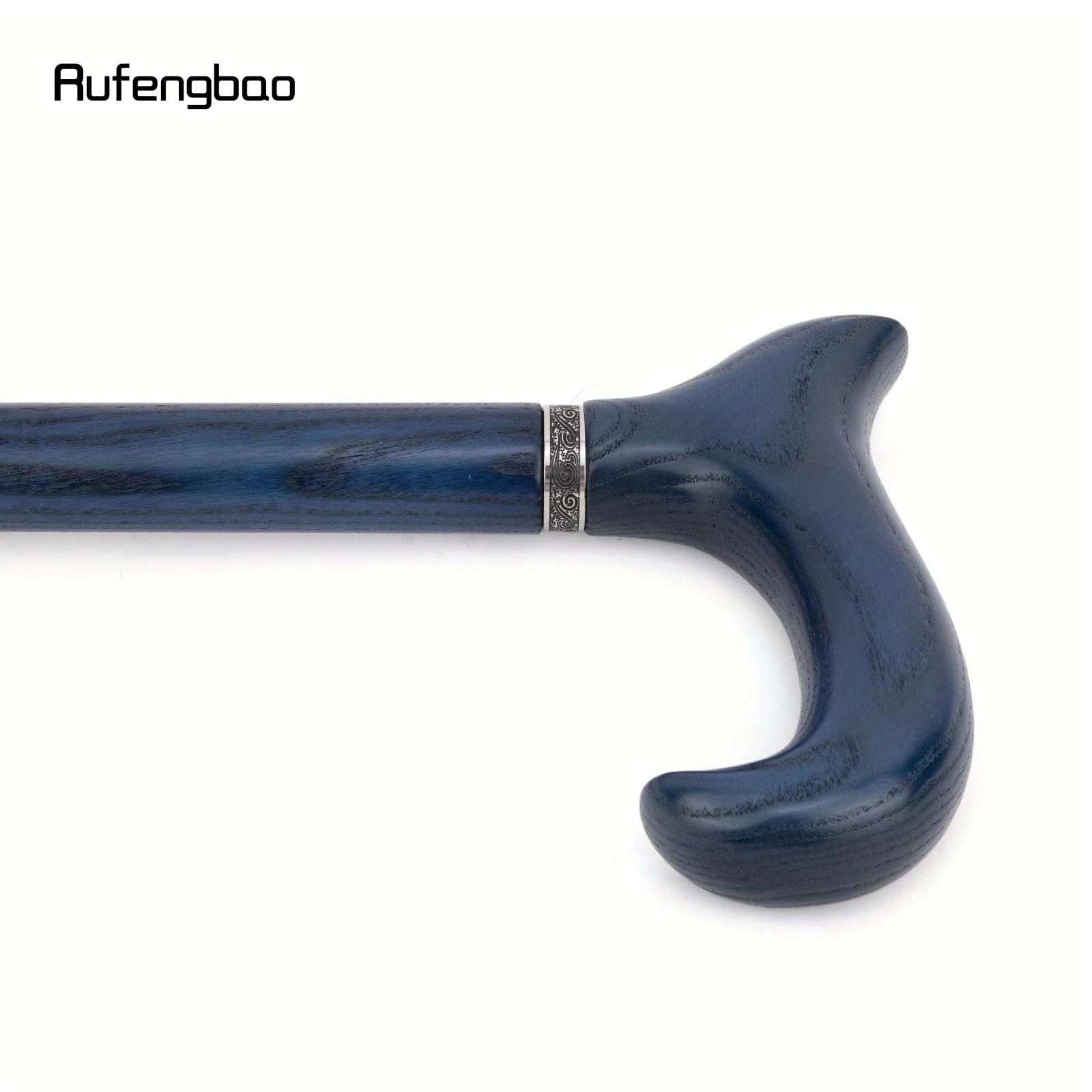 Blue Wooden Single Joint Fashion Stick Decorative Cospaly Party Cane Mace Crutch Wand Crosier Performance Stage Cane 95cm