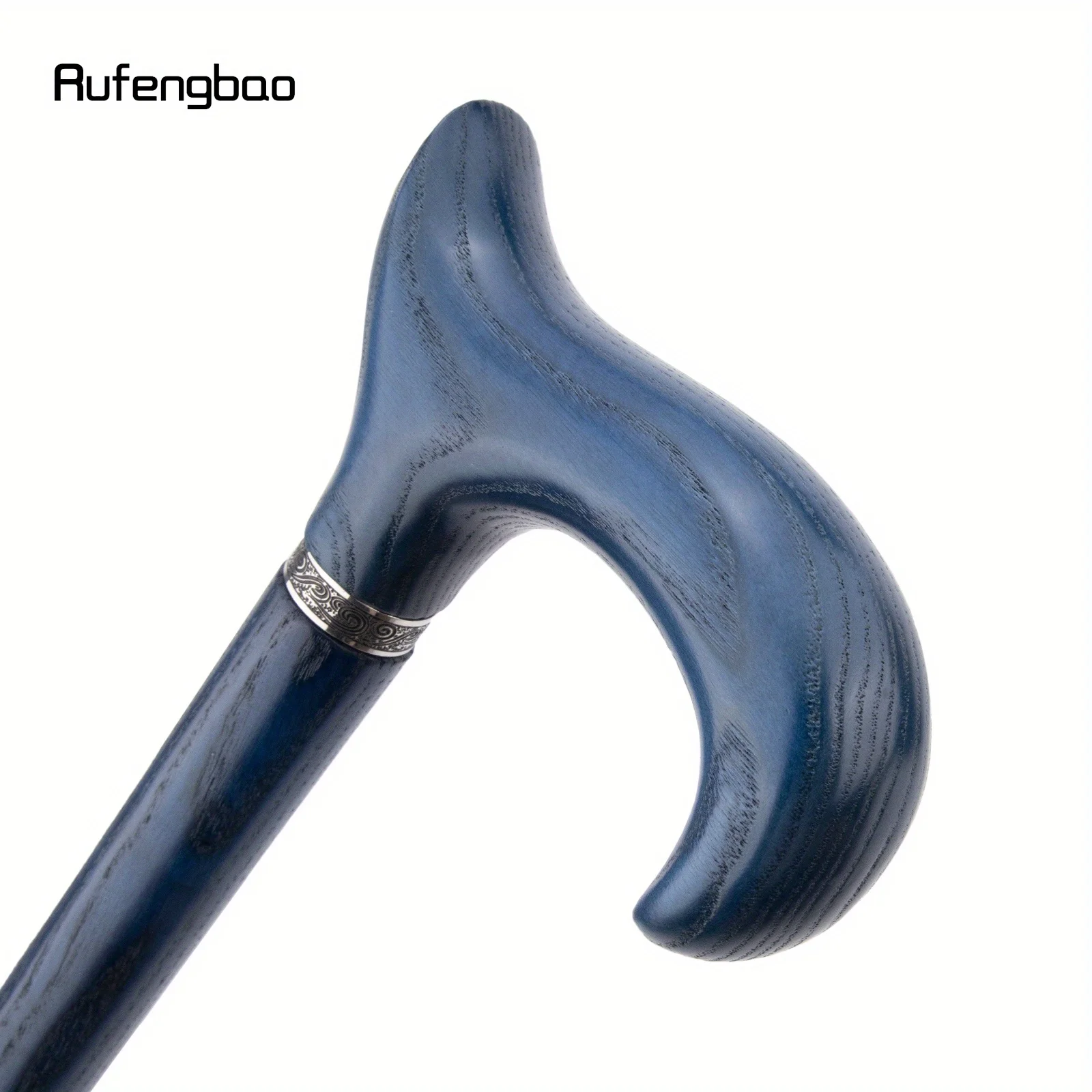Blue Wooden Single Joint Fashion Stick Decorative Cospaly Party Cane Mace Crutch Wand Crosier Performance Stage Cane 95cm