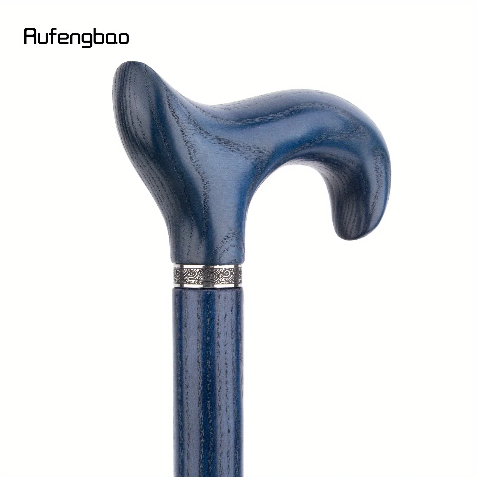Blue Wooden Single Joint Fashion Stick Decorative Cospaly Party Cane Mace Crutch Wand Crosier Performance Stage Cane 95cm