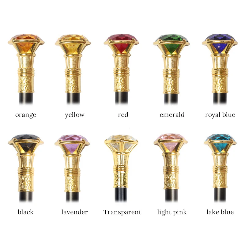 10 Colors Luxury Gold Handle With Crystal Diamond Walking Stick For Man Fashionable Canes Woman Party Decorative Walking Sticks