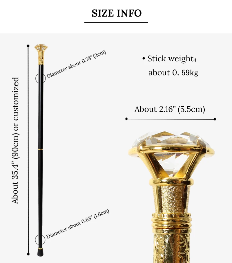 10 Colors Luxury Gold Handle With Crystal Diamond Walking Stick For Man Fashionable Canes Woman Party Decorative Walking Sticks