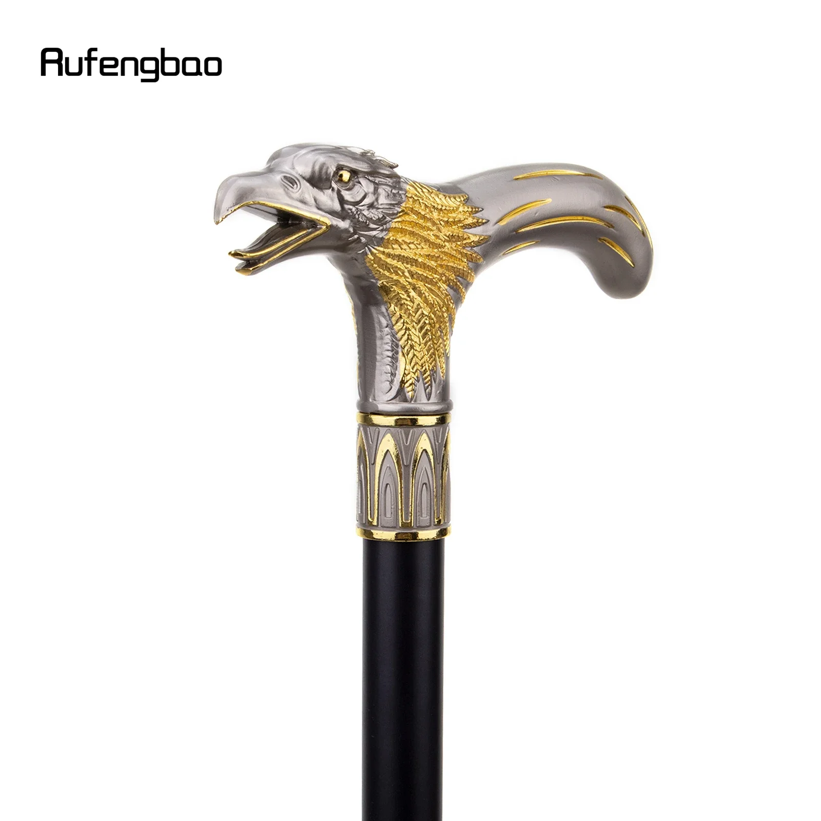 Golden Dinosaur Eagle Hawk Walking Cane Fashion Decorative Stick Elegant Cosplay Cane Knob Crosier 93cm Performance Stage Cane