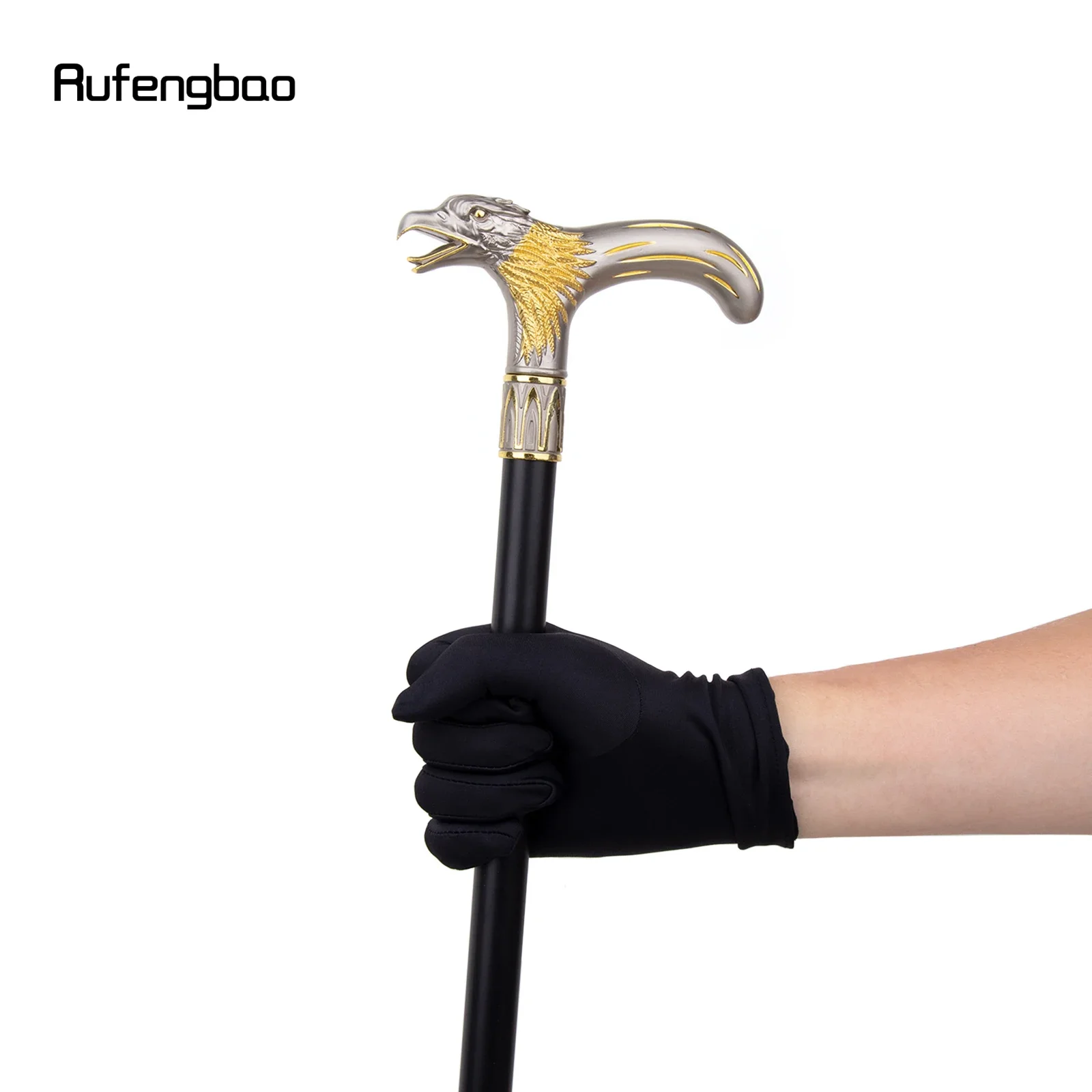 Golden Dinosaur Eagle Hawk Walking Cane Fashion Decorative Stick Elegant Cosplay Cane Knob Crosier 93cm Performance Stage Cane