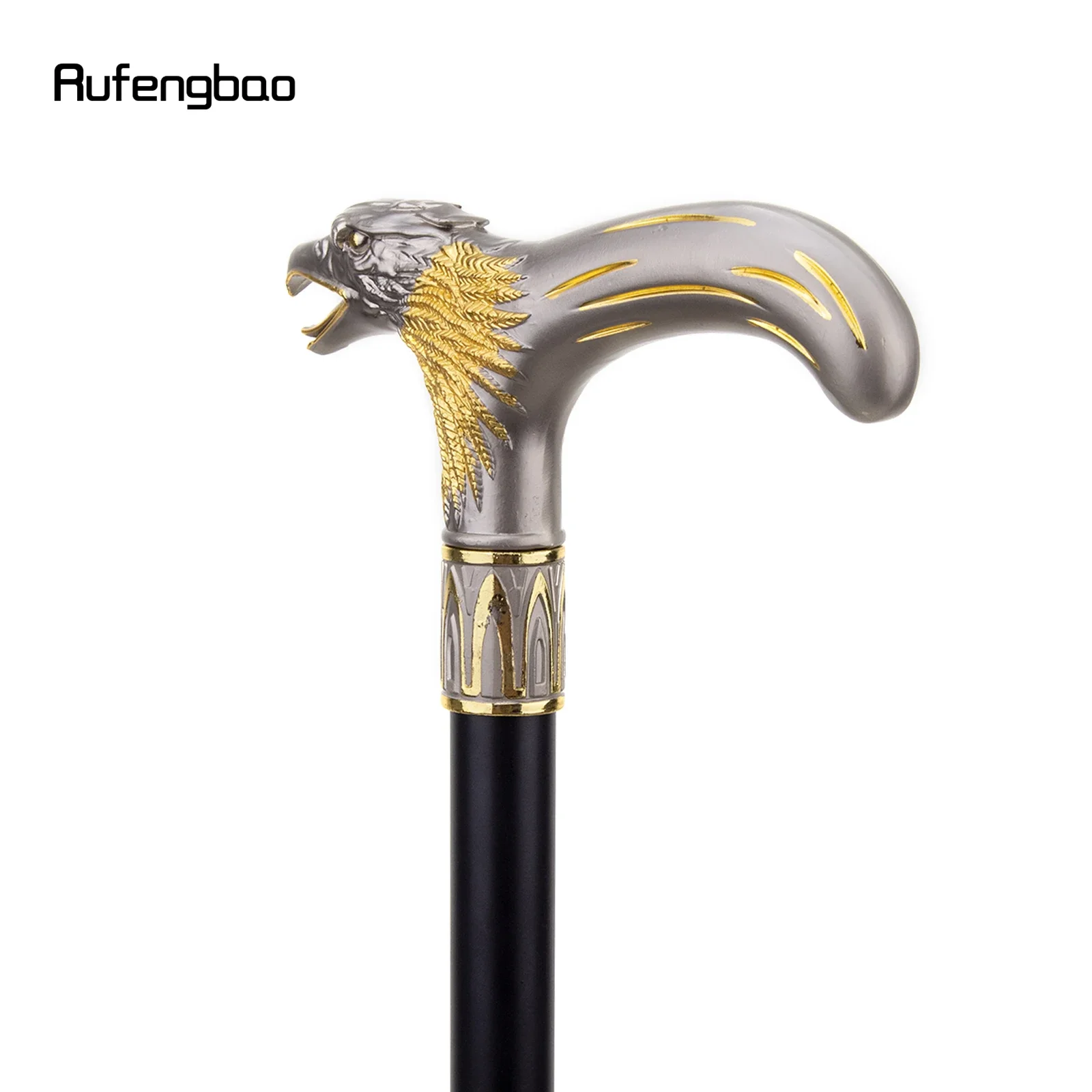 Golden Dinosaur Eagle Hawk Walking Cane Fashion Decorative Stick Elegant Cosplay Cane Knob Crosier 93cm Performance Stage Cane