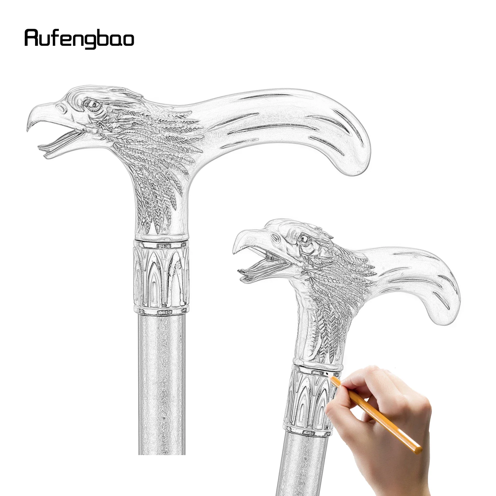 Golden Dinosaur Eagle Hawk Walking Cane Fashion Decorative Stick Elegant Cosplay Cane Knob Crosier 93cm Performance Stage Cane