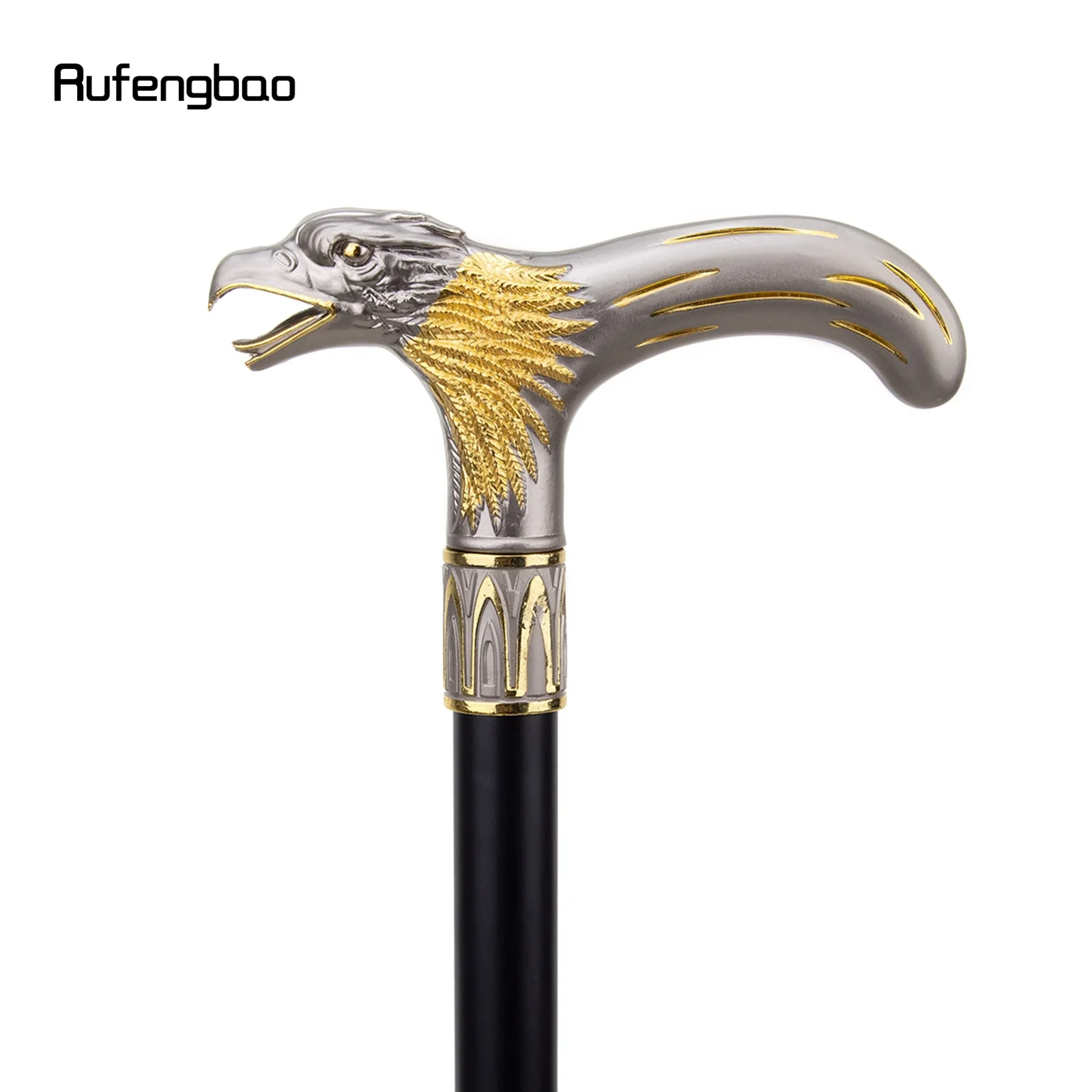Golden Dinosaur Eagle Hawk Walking Cane Fashion Decorative Stick Elegant Cosplay Cane Knob Crosier 93cm Performance Stage Cane