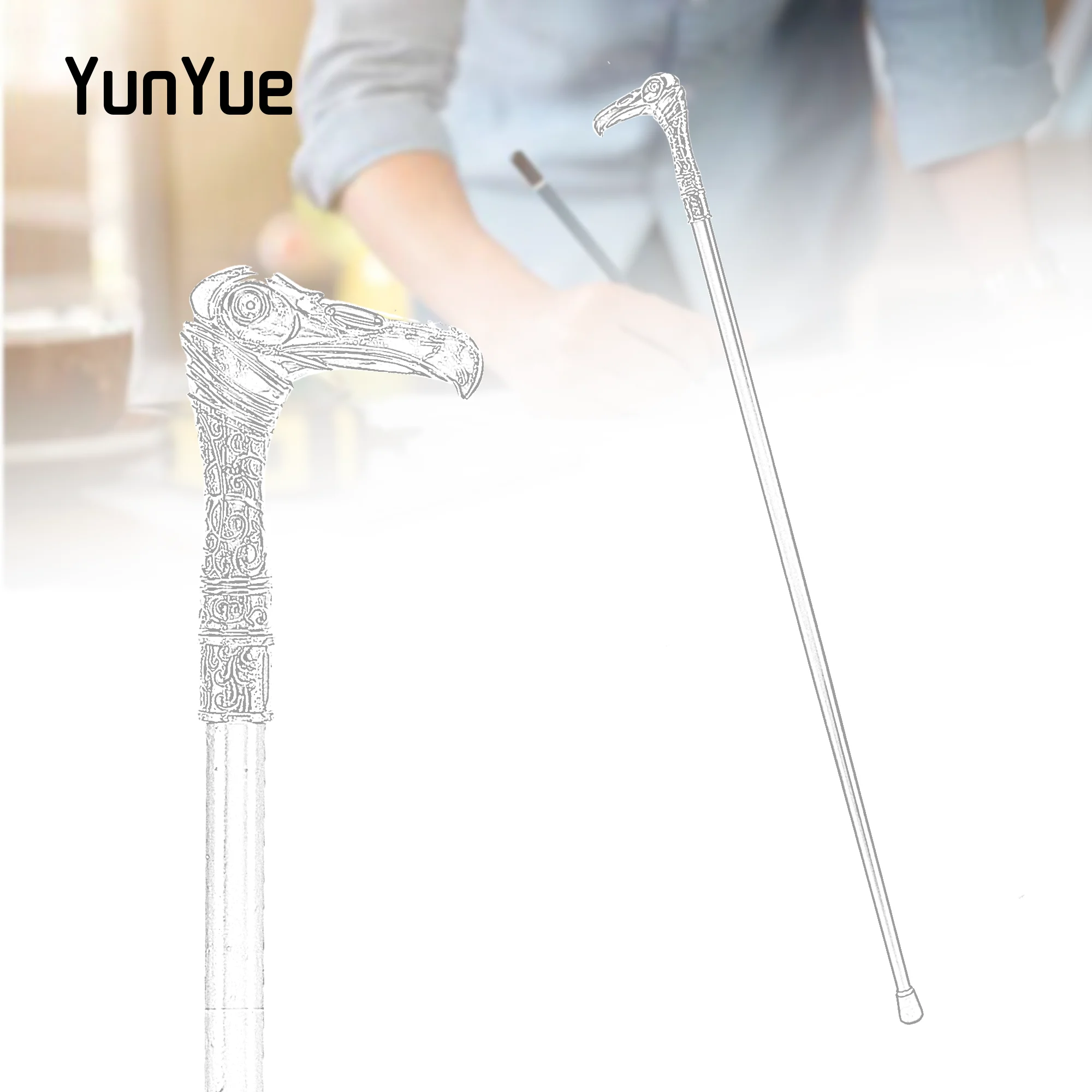 Alloy Eagle Head Walking Stick Decorative Walking Cane Elegant Fashion Cane Lords Syndicate Cosplay Men Vintage Walking Stick