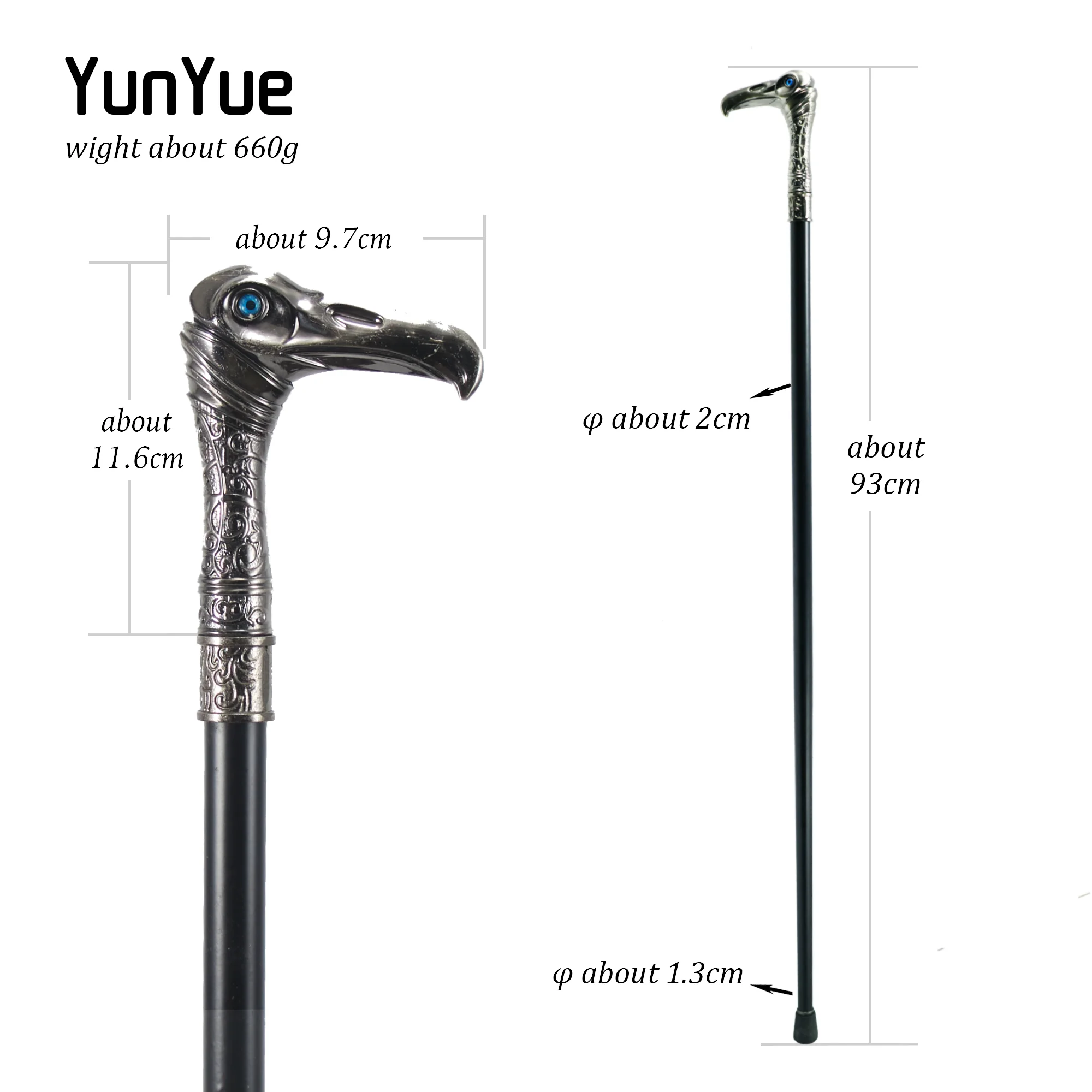 Alloy Eagle Head Walking Stick Decorative Walking Cane Elegant Fashion Cane Lords Syndicate Cosplay Men Vintage Walking Stick